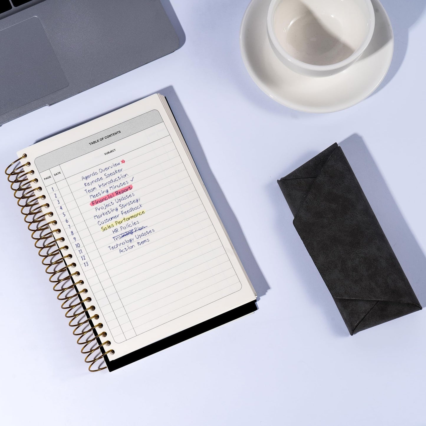 FLYING EGALE Meeting Notebook,8.5"x11" Professional Notebooks for Work - 240 Pages, A4 Size Project Planner, Spiral Meeting Agenda Organizer for Women Men, Large journal for Note Taking, Black