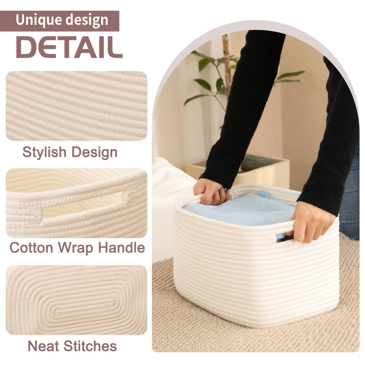 4 Pack Storage Baskets for Organizing 24L Cube Storage Bins White (4 Count)