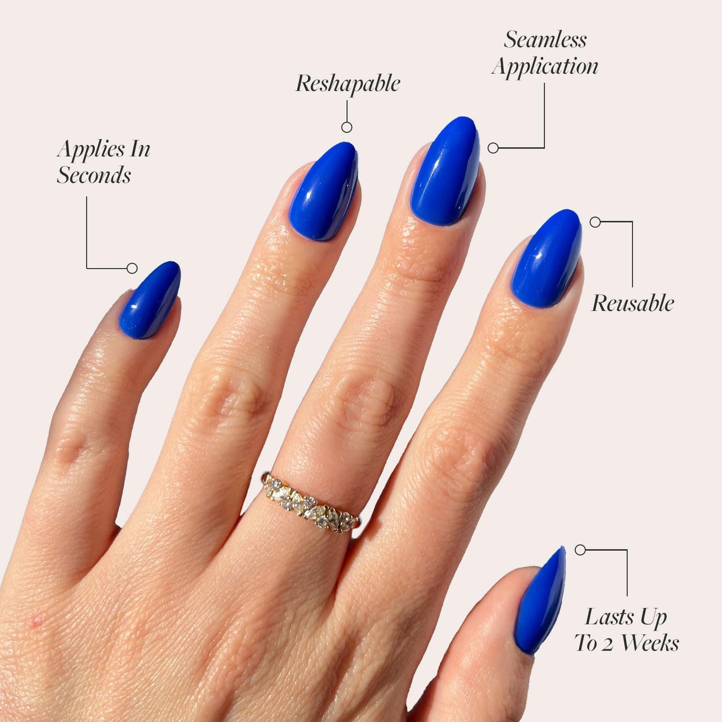 Glamnetic Press-On Nails Bundle - Azure Blue & Hailey | Bright Blue Short Round Fake Nails | Glazed Short Almond False Nails | Reusable, Salon-Quality Nail Kits