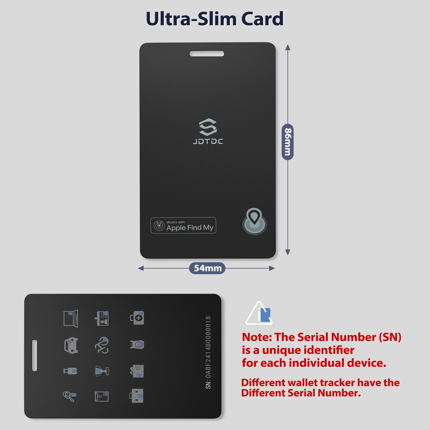 Tracking Card[Apple MFi Certified],Smart Tracker for Wallet Works with Apple Find My (iOS Only),Slim Wallet Tracker, Luggage & Passport,Smart Tracker for Wallet, IP68 Waterproof, 1 Pack
