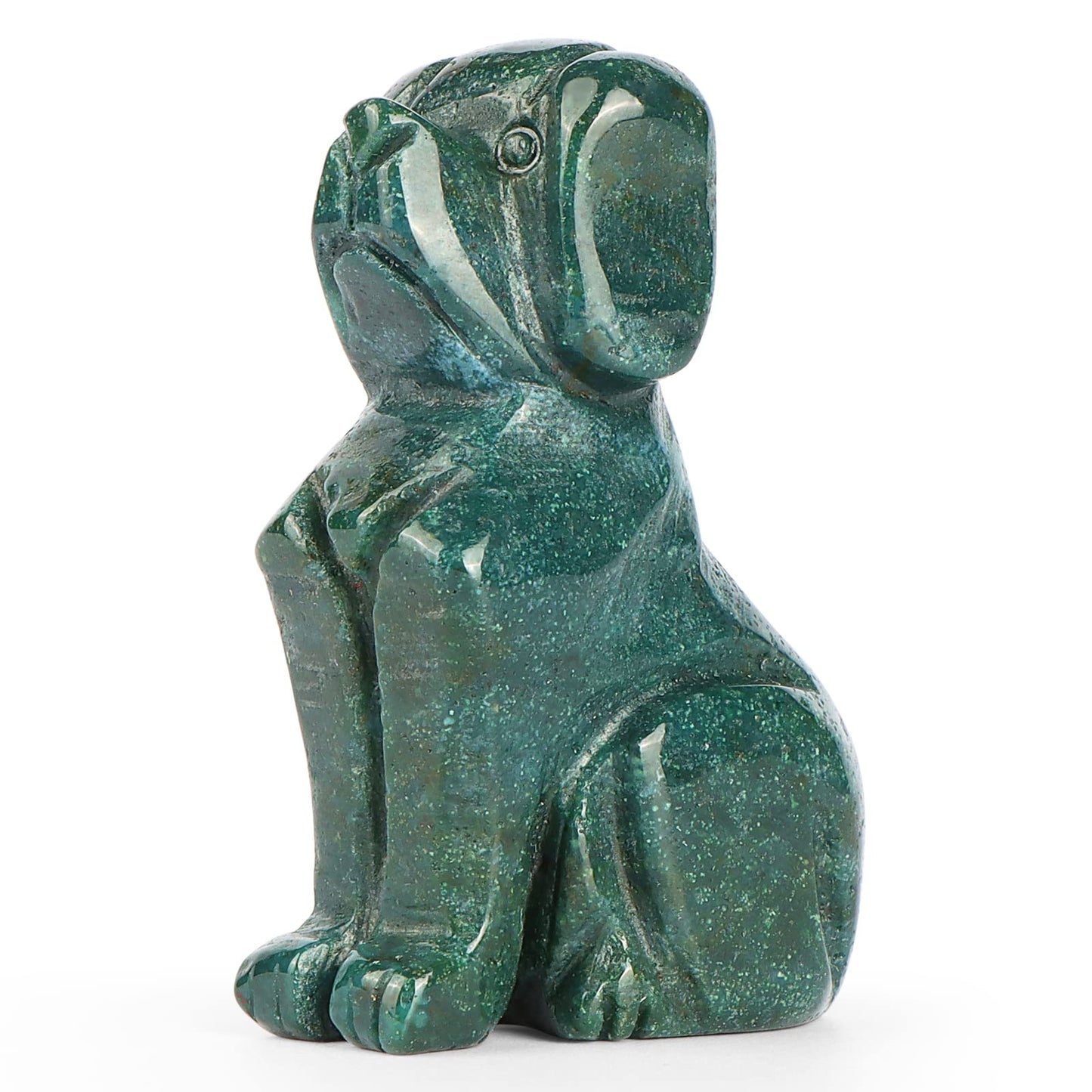Artistone 2" Ocean Jasper Dog Crystal Animals Figurine Carved Gemstone Puppy Dog Statue Sculpture Craft Home Decorations