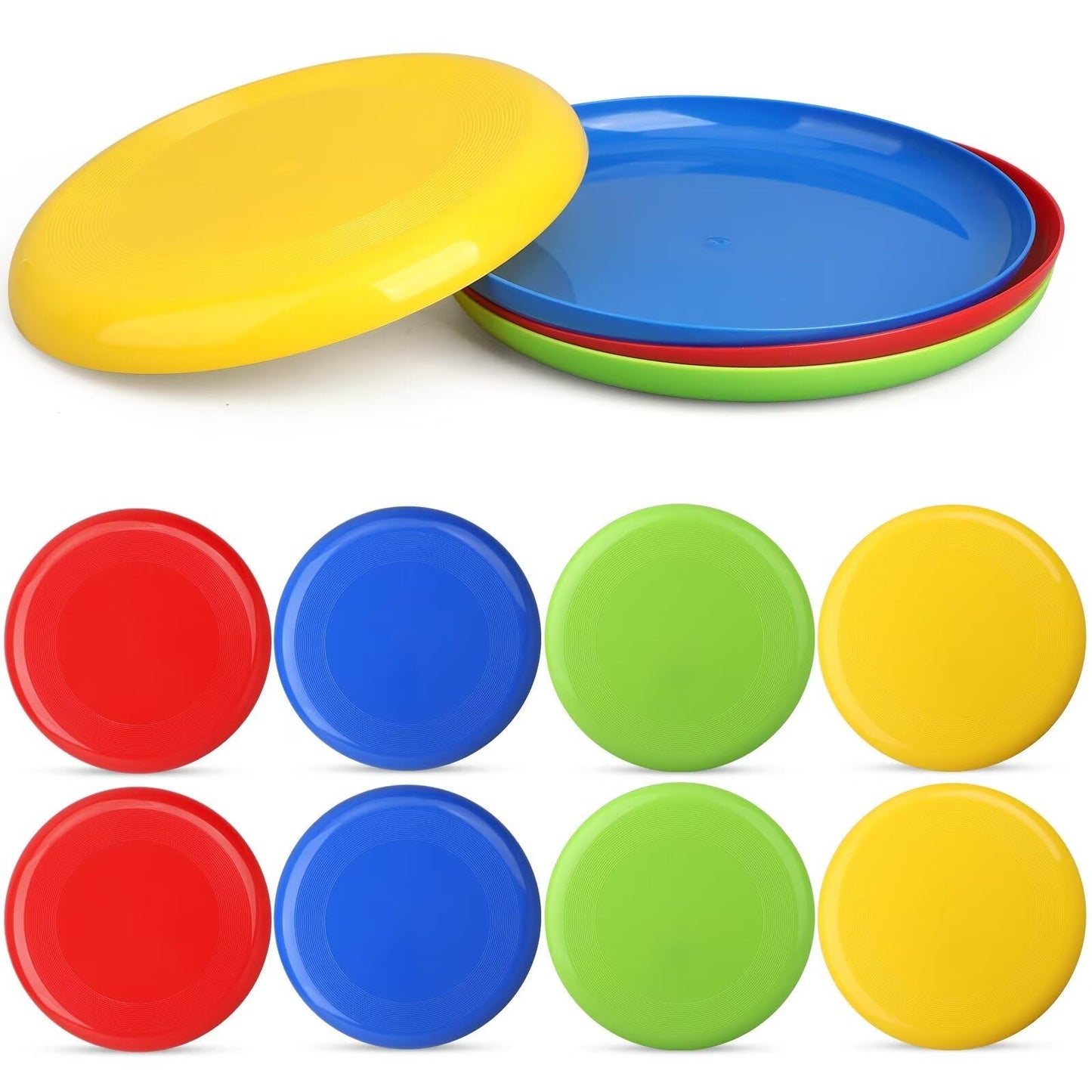 LNCOJOLM 8" Flying Disc Sport Trainning Disc Toy, Beach Toy Outdoor Accessories for Backyard Lawn Park, Birthday Gift Set for Kids Boys Girls, Throwing and Catching Activities (8 Pack)