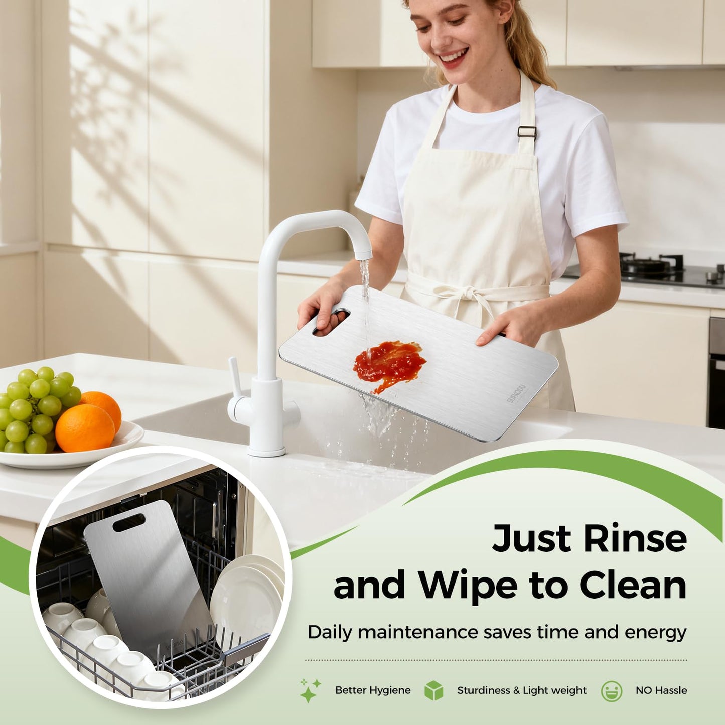 Titanium Cutting Board Set of 3, Titanium Cutting Boards for Kitchen, 100% Double-Sided Titanium Cutting Boards, Separate Raw and Cooked Food Areas, Non-Toxic, Dishwasher Safe (S+ M + L)