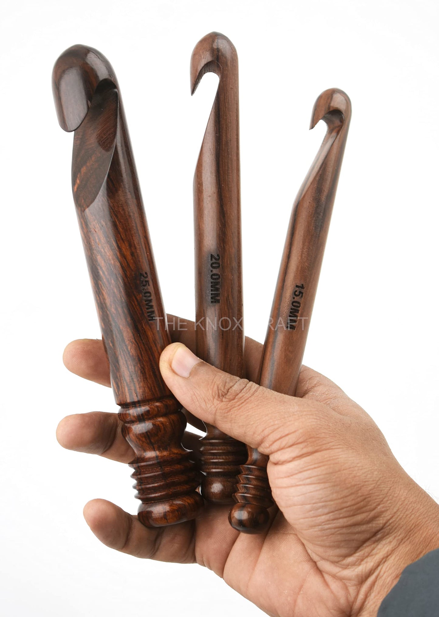 3 PCS Large Crochet Hook Set, Ergonomic Crochet Hooks with Soft Grip Handles, Huge Crochet Needles for Crocheting Thick Blanket and Extra Bulky Yarn Projects (15,20,25MM)