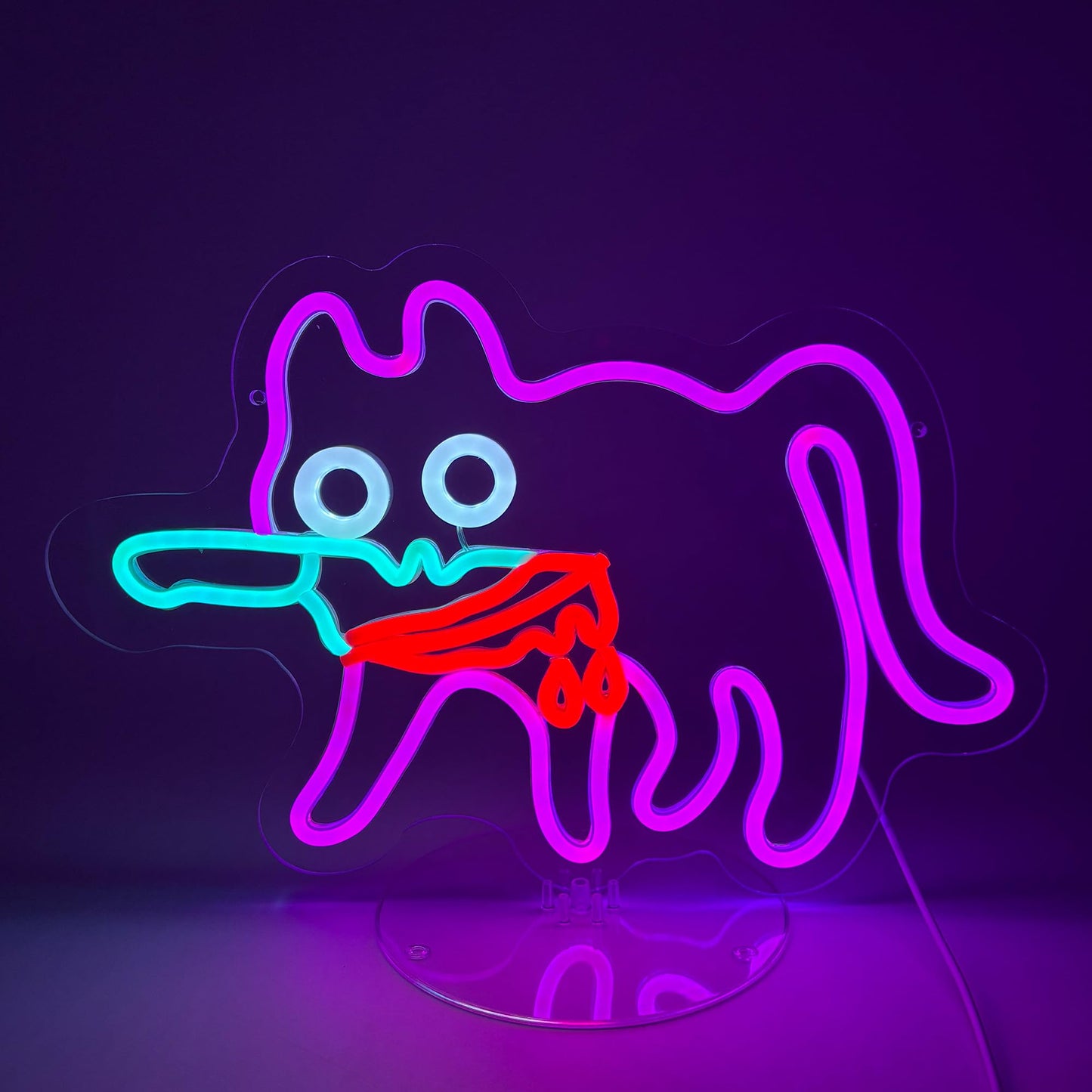 Cat Knife Neon Sign Anime Light Up Sign– Spooky LED Wall Light for Scary Party Decor, Creepy Cat Aesthetic Light for Bedroom, Game Room, or Gift – 15.6 x 10 inches