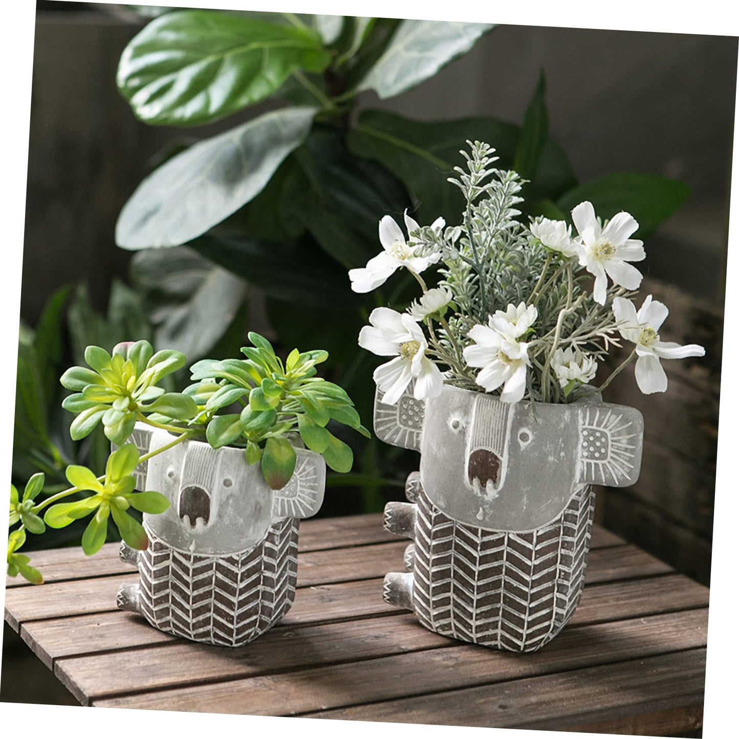 FONDOTIN 1pc Stylish Dark Grey Cement Flower Pot Creative for Garden Decor and Plant Holder Unique for Plant