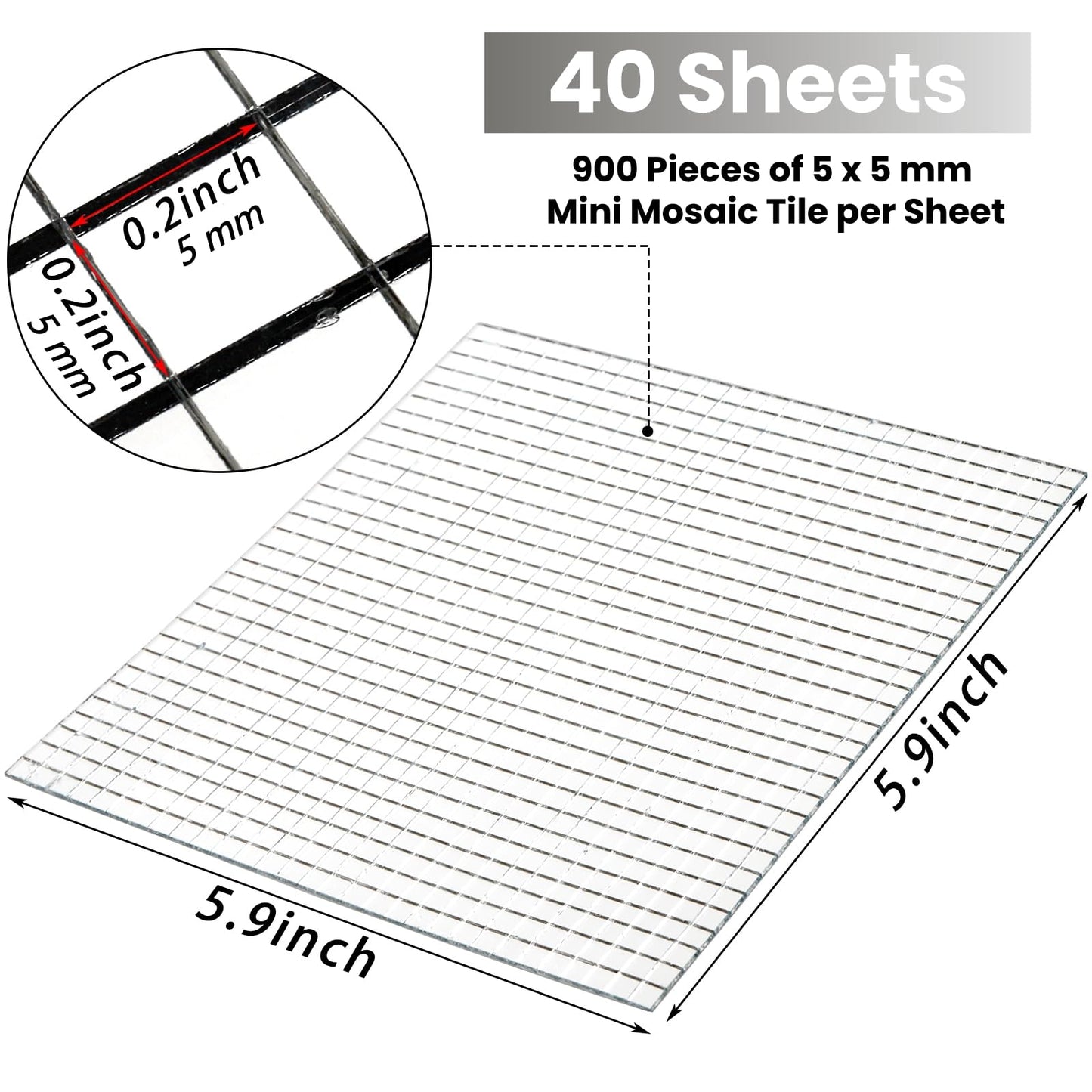 SOUJOY 36000 Pieces Mirror Mosaic Tiles, 5 x 5 mm Self Adhesive Mirror Stickers, Real Glass Mini Square Mirrors, Disco Ball Stickers for Crafts DIY Home Decorations