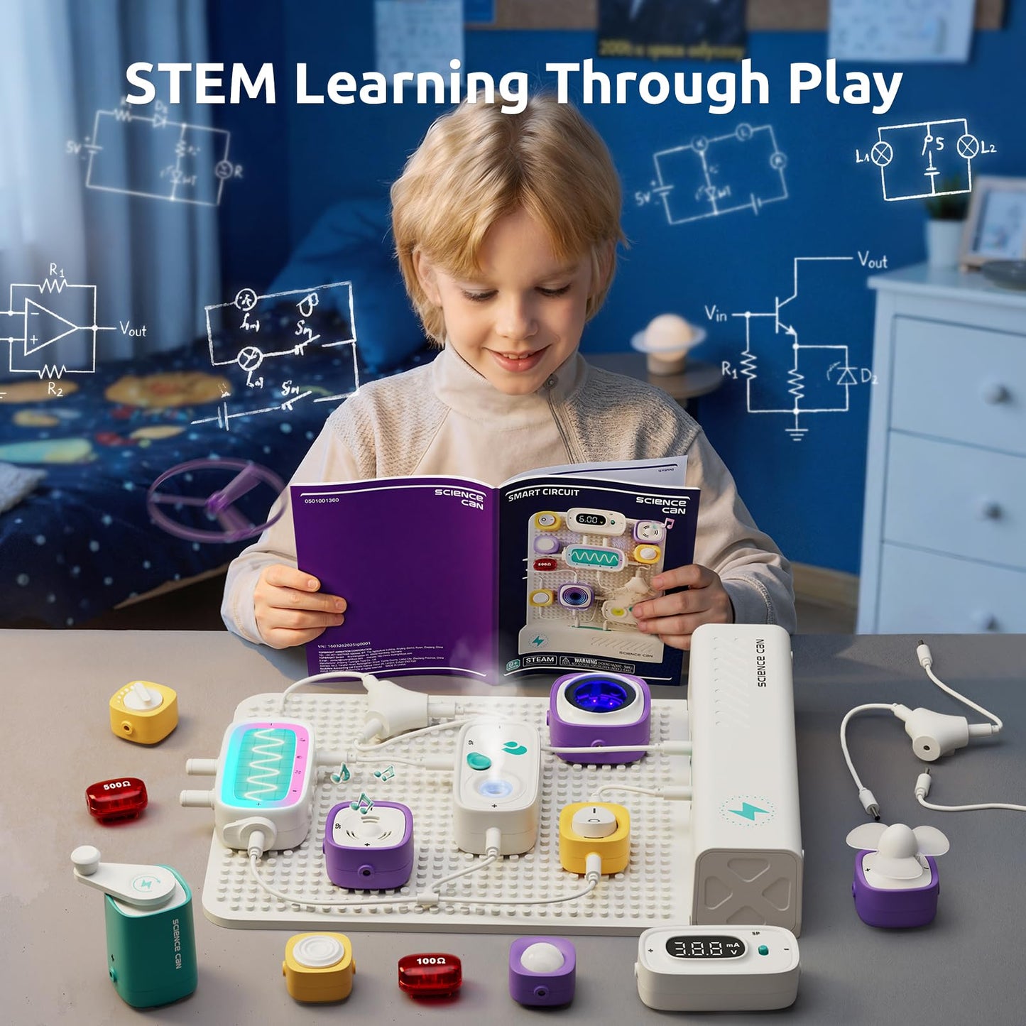 Science Can STEM Toys for Ages 8-13, Circuit Board with Smart Voice Control, Electronics Exploration Kit 120+ Circuit Projects, Educational Stem Kits for Kids Age 8-10