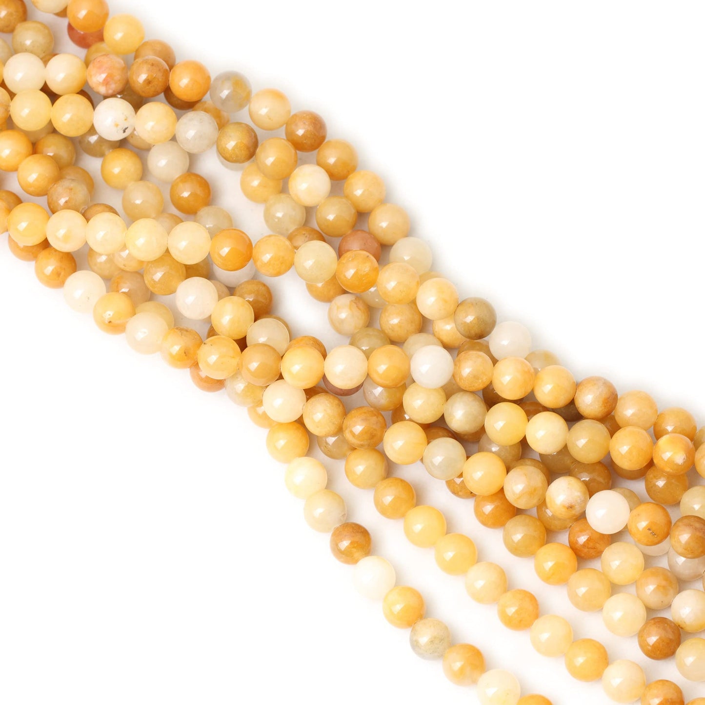 CHEAVIAN 45PCS 8mm Natural Yellow Jade Multi-Color Gemstone Round Loose Beads for Jewelry Making DIY Handmade Materials 1 Strand 15"