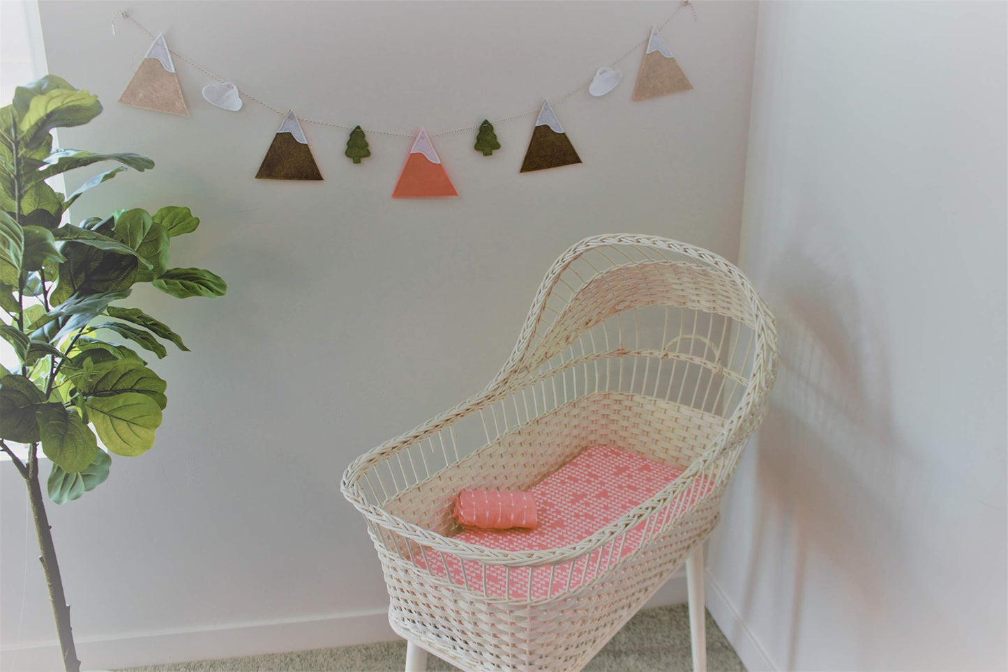 Ella & Max Kids Nursery Decor Mountain Garland Banner, Terra Cotta Woodland Theme, Rustic Felt Bunting, Handmade in USA
