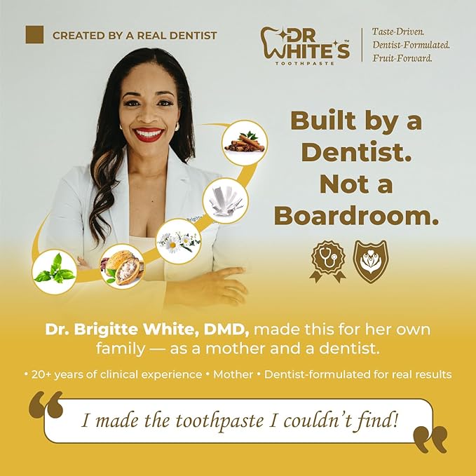 Dr. White’s Fluoride-Free nHA Toothpaste; Dentist-Formulated, Nano Hydroxyapatite + Xylitol, Sensitivity Relief Complex™, Mint-Free, Enamel Safe, Swallow-Safe (3.5 Oz, Pure Pineapple)