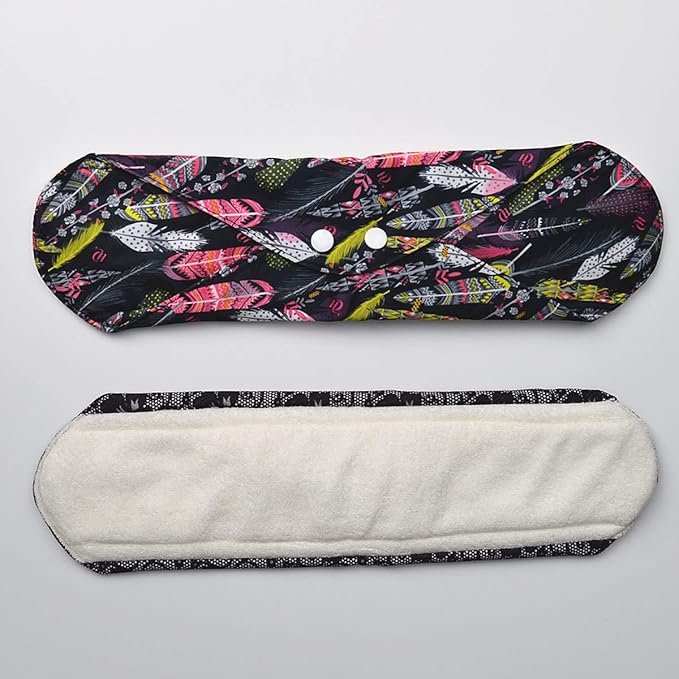 12 Pieces Cloth Menstrual Pads,Reusable Sanitary Pads,Size 14 inch Overnight,Unscented