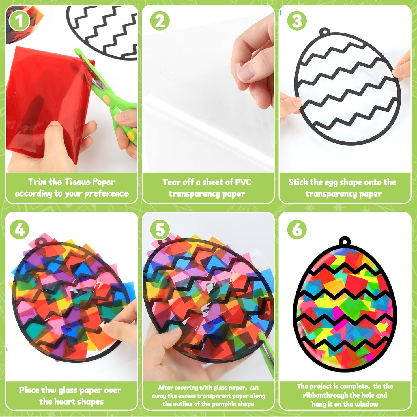 Lonfliness 32 Sets Easter Suncatchers Craft Kit DIY Egg Window Stained Glass Effect Paper Basket Style Home School Classroom Decorations Spring Art Craft Creative Games Activity Project Gift Favor