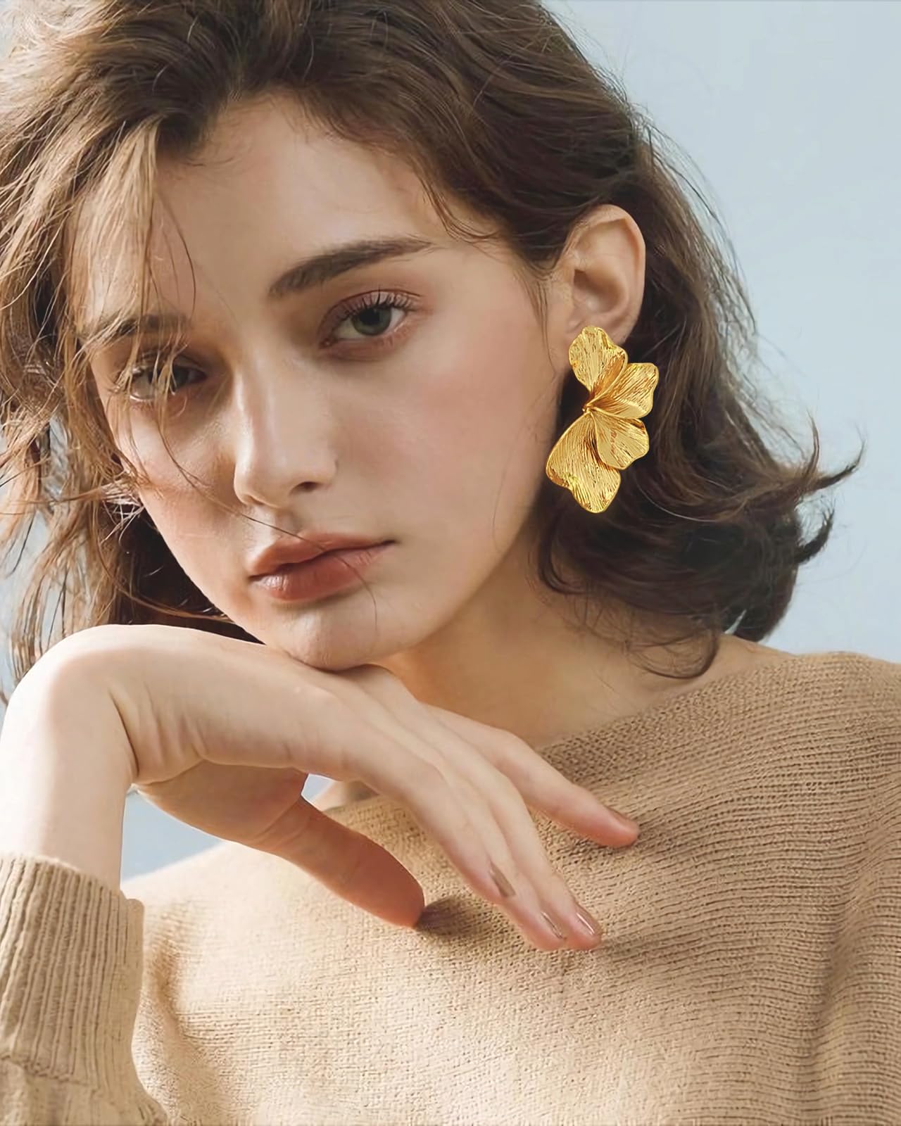 ENSKEFEN Chunky Large Flower Earrings for Women Trendy Bohemian Vintage Statement Floral Dangle Earrings