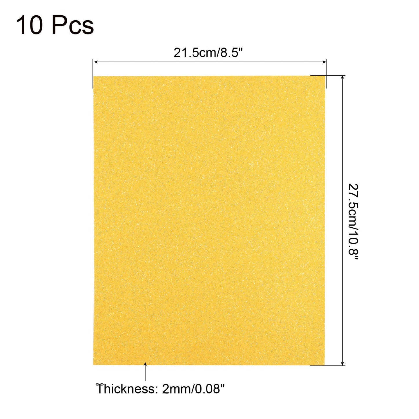 MECCANIXITY EVA Foam Sheets Glitter Light Yellow 10.8 Inch x 8.5 Inch 2mm Thick Crafts Foam Sheets for Costumes, Arts and Crafts Projects Pack of 10