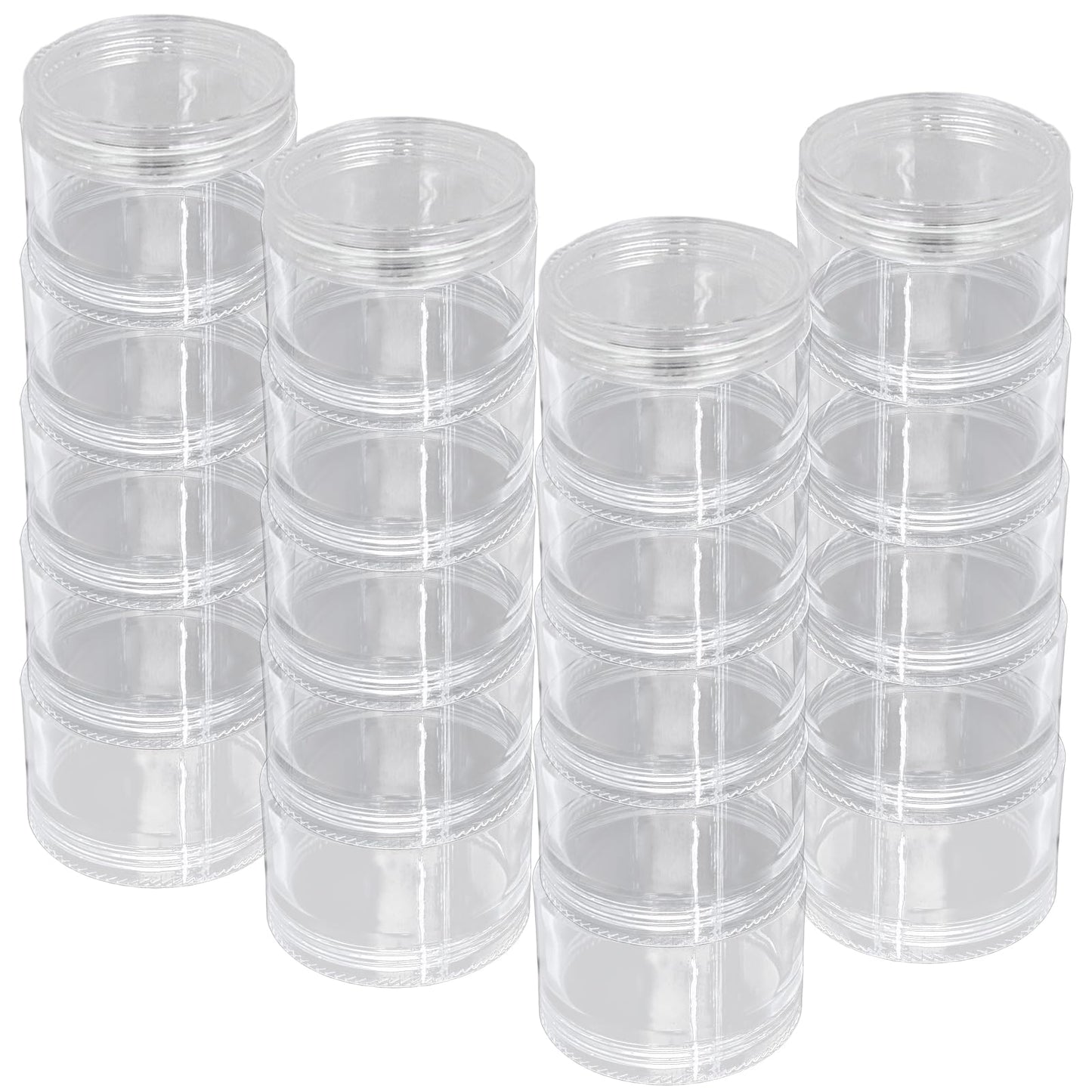 Luomorgo 4 Sets Stackable Clear Plastic Containers with Screw Lids - 30ML 5-Layer Organizer for Cosmetics, Jewelry Beads, Nail Art & Craft Storage