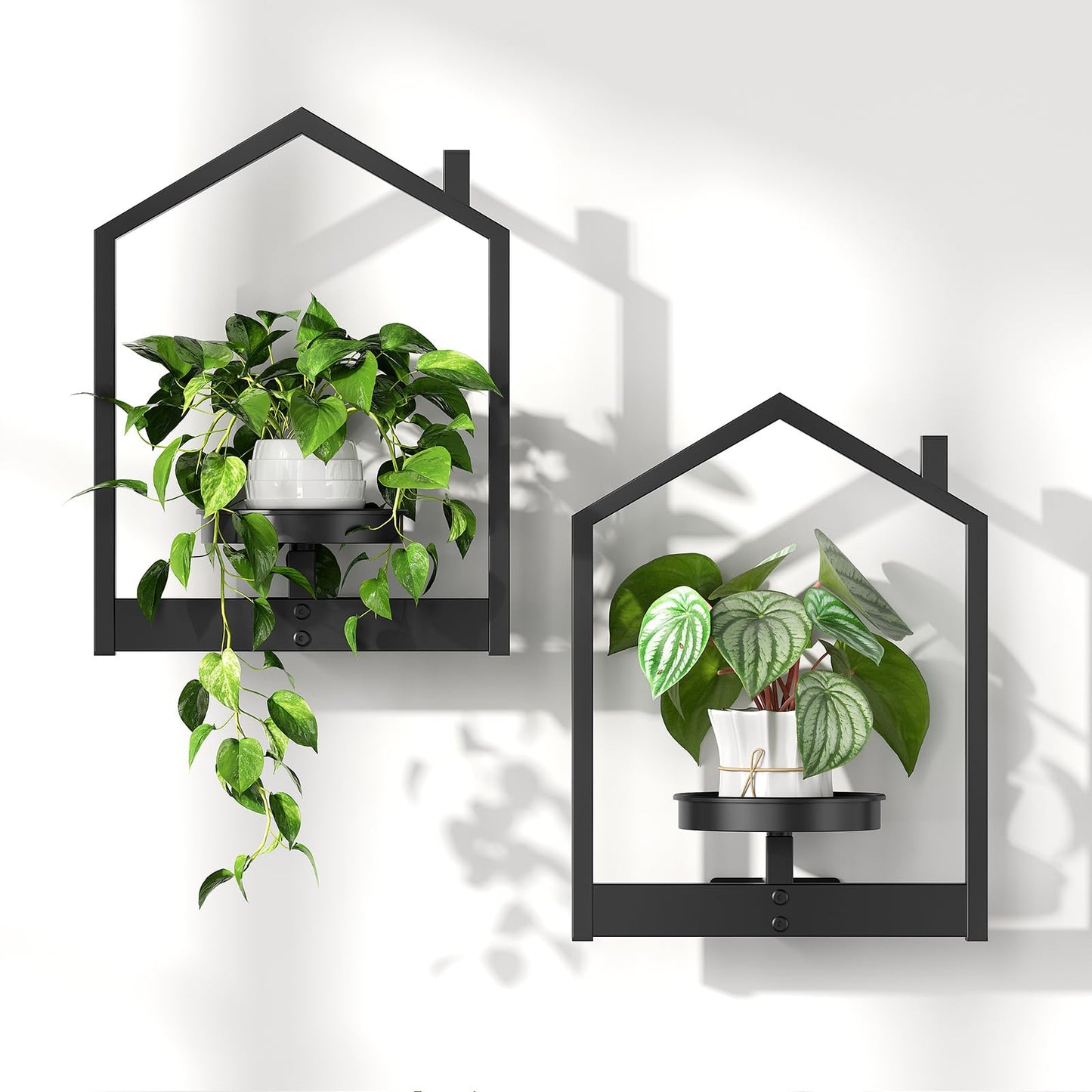 HOOBRO Console Table and Hanging Planter Bundle, 3-Tier Narrow Entryway Table, Hanging Planters for Indoor Plants Set of 2, BF73XG01-BK08HJP201