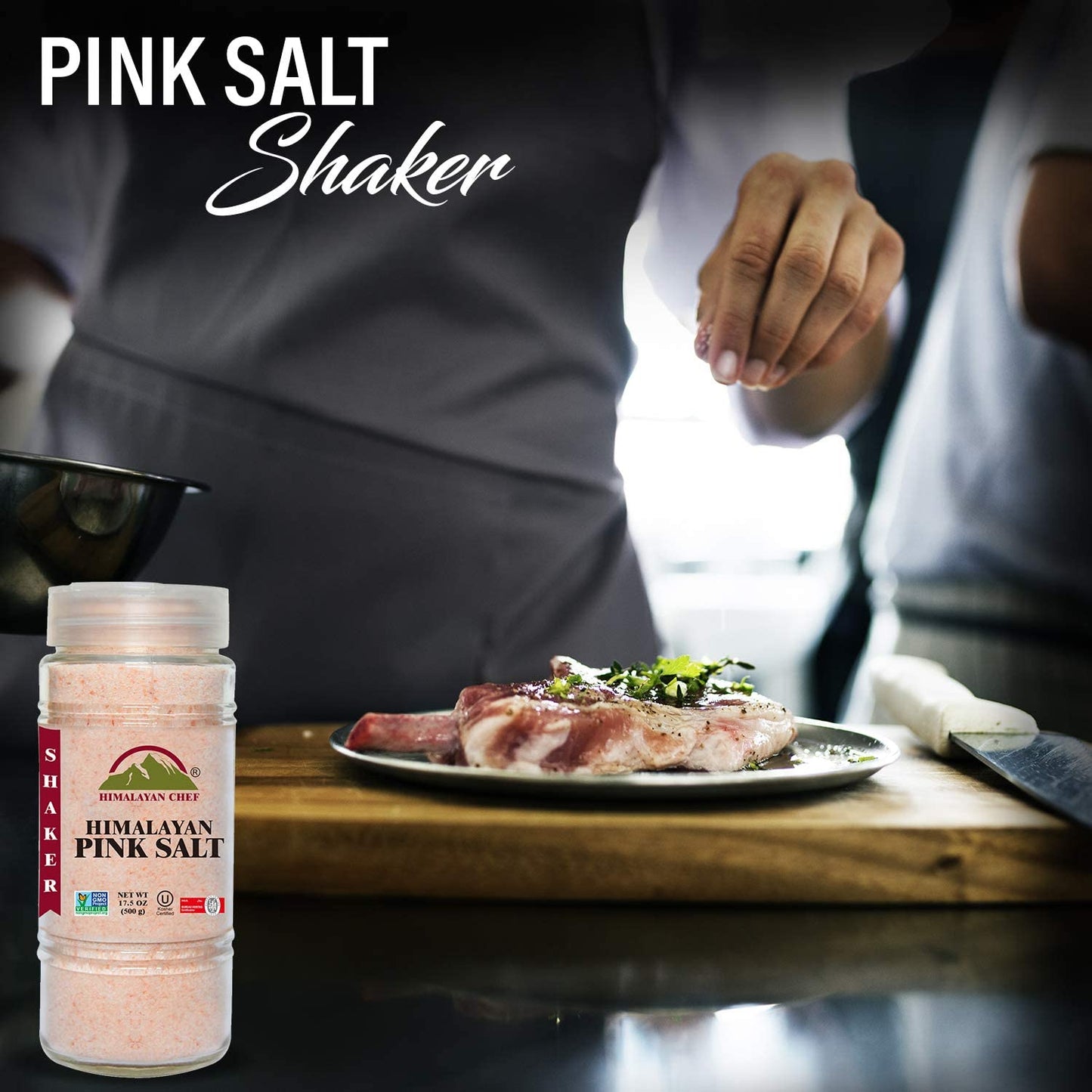 Himalayan Chef Himalayan Salt, Fine Glass Shaker - 6 Pcs, Pink, Glass Shaker (105 oz), 1.1 Pound (Pack of 6)
