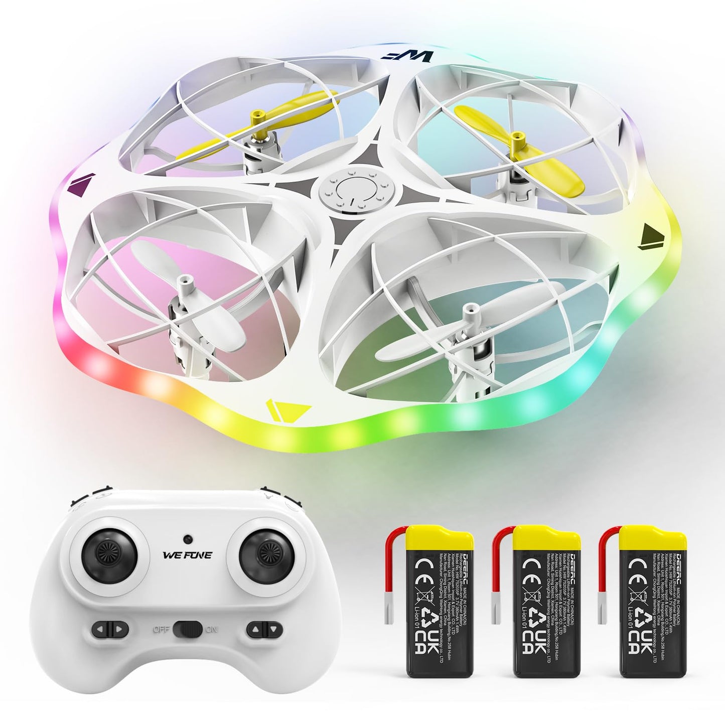 WeFone WF15 Drone for Kids & Beginners with 3 Batteries 21 Min Flight, 360° Flips, Altitude Hold, One-Key Start, 3 Speeds,Colorful LED Lights for Night Flying, Great Gift Toy for Boys Girls