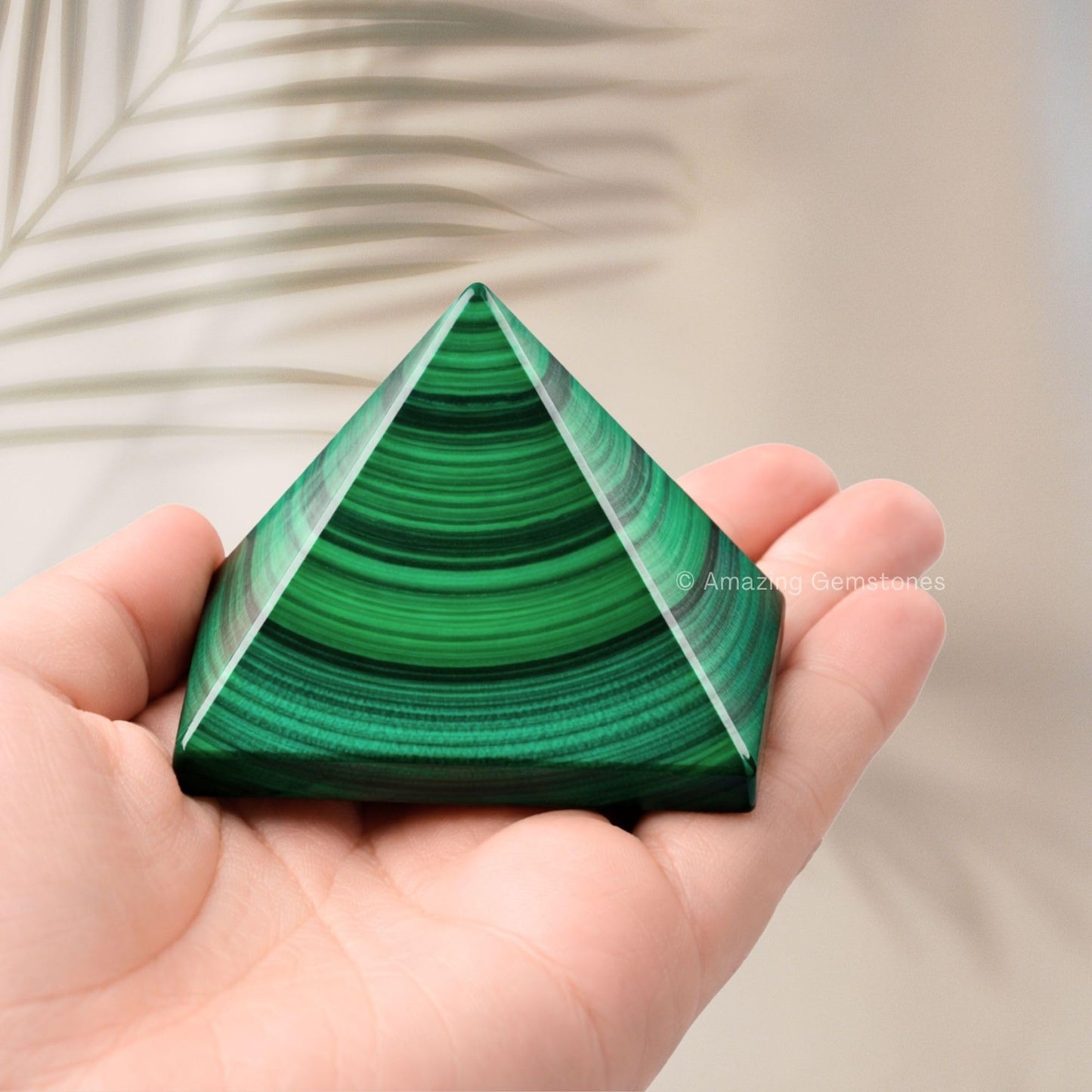 Amazing Gemstone Malachite Pyramid Crystal Healing Stones - 2" Great Pyramid Figurine of Natural Stone Pyramid for Meditation, Reiki, Chakra Balancing and Crystal Pyramids Grid