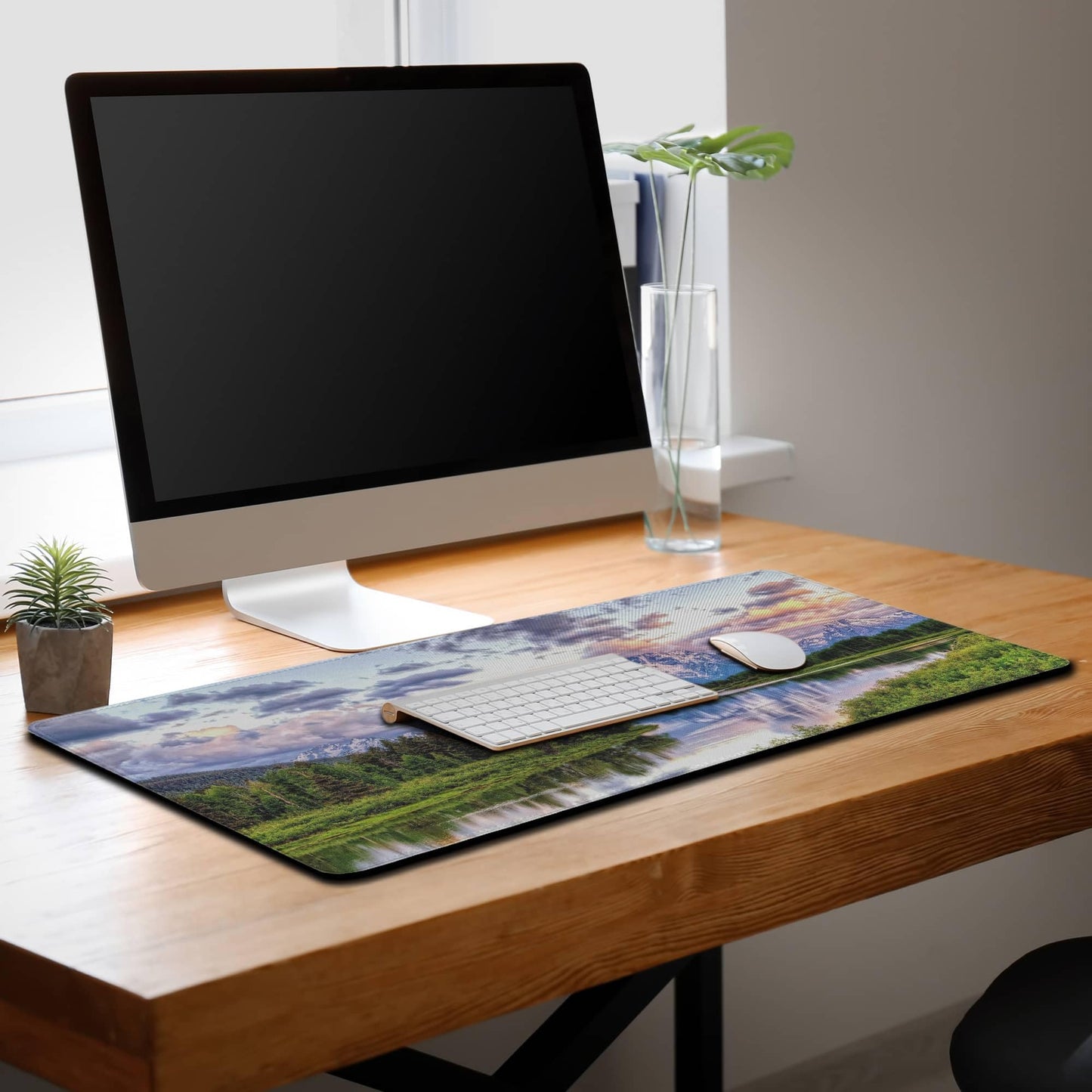 Samgula Gaming Mouse Pad Green Computer Pad, Large Mousepads Desktop Mats, Mouse Pad Big Waterproof Non-Slip Rubber Base, 35.4 X 15.7 inch for Work/Game/Office Oxbow Bend Grand Teton National Park