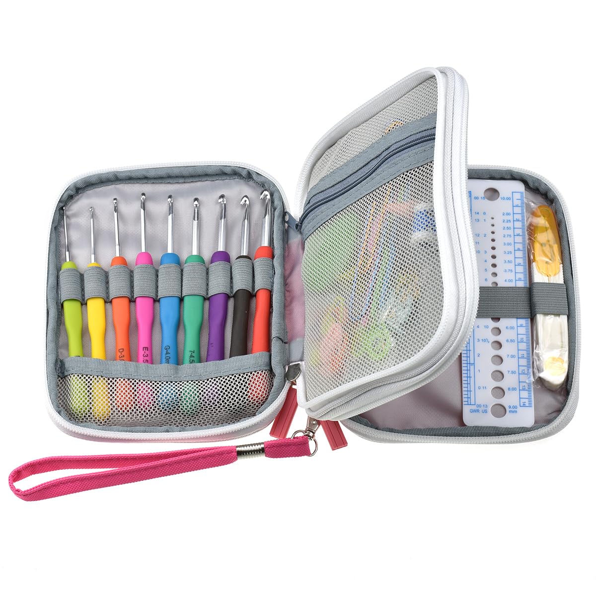 KOKNIT Crochet Hooks Set with Storage Case, 68pc Knitting Accessories, Soft Grip Ergonomic Crochet Needles, Smooth Coloured Aluminum Yarn Crochet Hooks Crochet Kit with Crochet Tools
