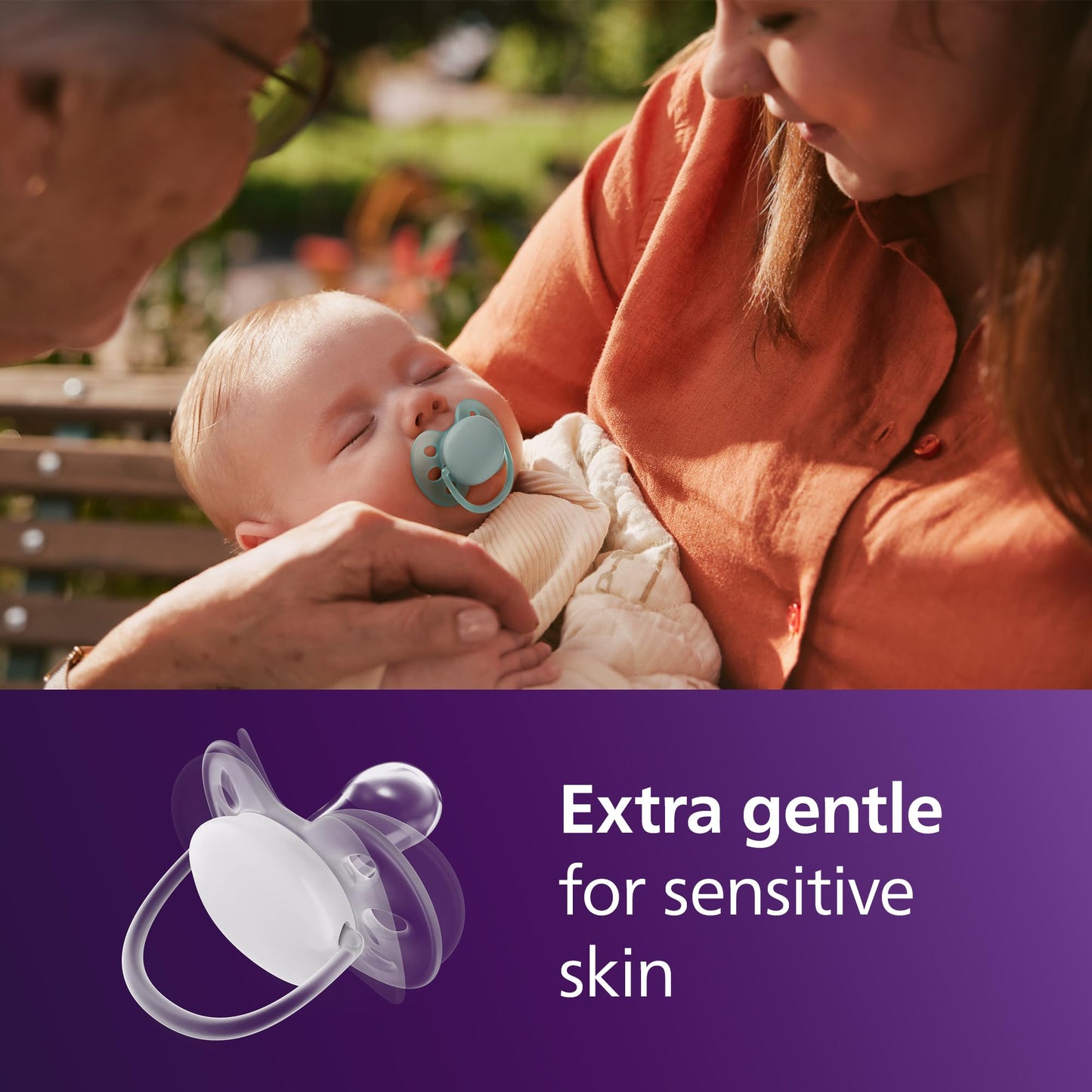Philips Avent Ultra Soft Pacifiers - Orthodontic Design, for Babies 0-6 Months, Flexible Shield, Silicone Symmetrical Nipple, BPA-Free, 2 Sterilizing Cases, 4 Pack, SCF091/48