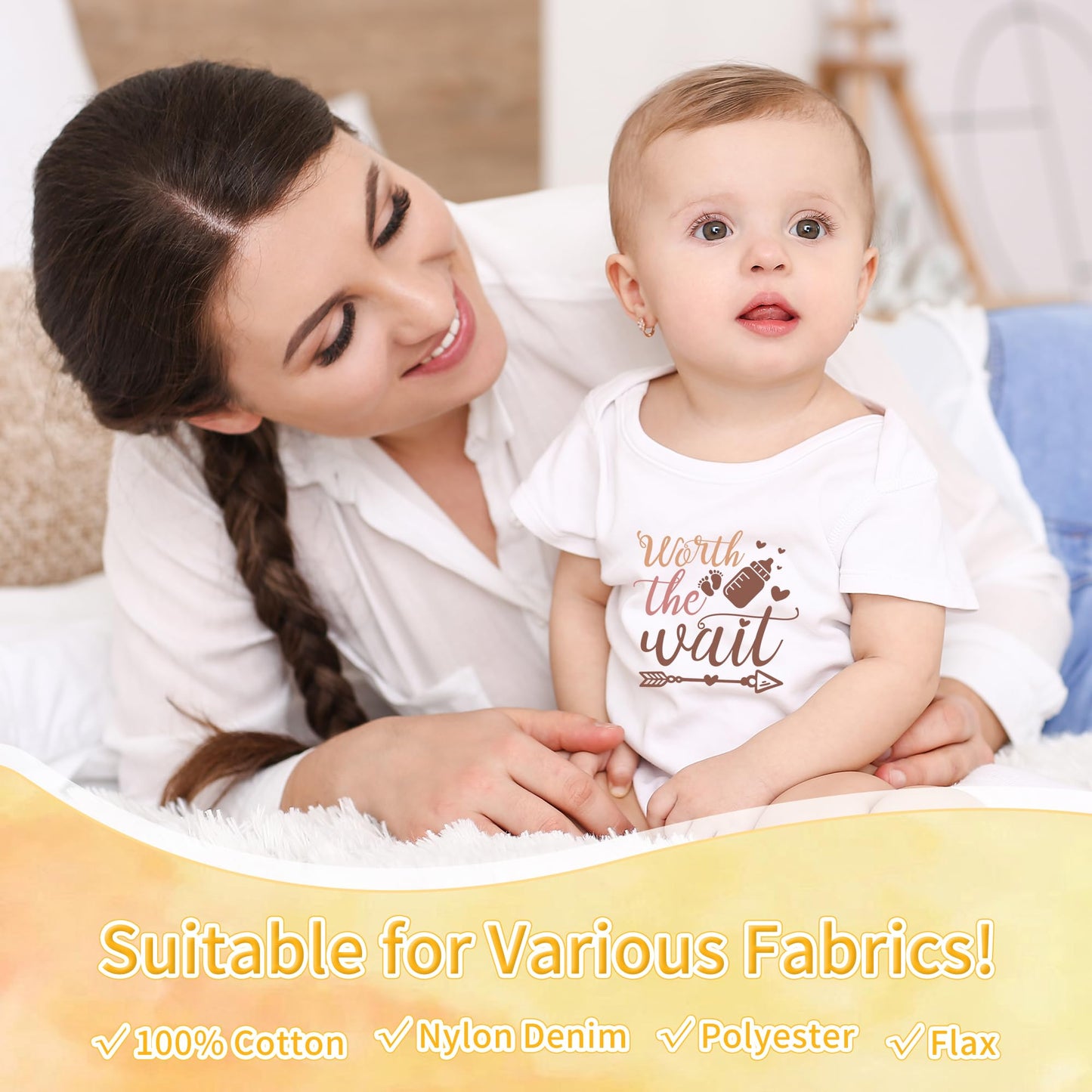 Rainbow Baby Iron on Transfers, 36 PCS Boho Onesie Decorating Kit Baby Shower, Fun Heat Transfer Stickers, Iron on Decals for T Shirts Hoodie Bibs Bodysuit Clothing DIY Crafts