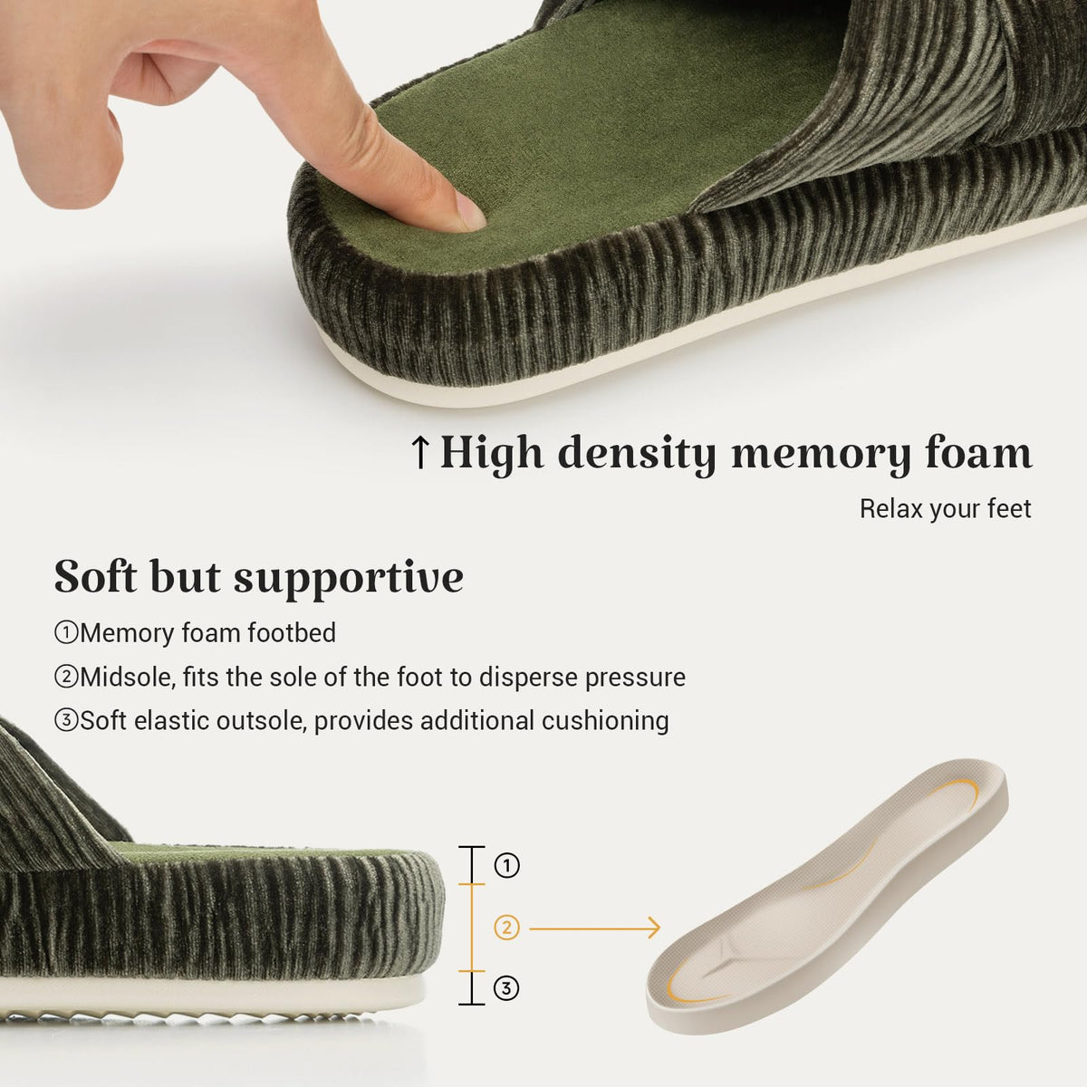 Slippers for Women Memory Foam House Bedroom Bow Crossbands Pearlescent Slipper Shoes Comfy Trendy Gift Slippers Olive Size 5 6 5.5