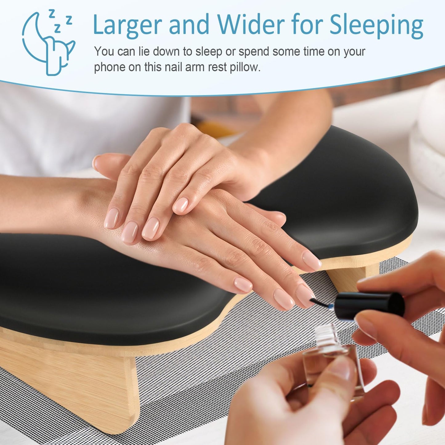 Hand Rest for Nails Tech, Mothers Day U Shaped Arm Rest for Nails Tech with Nail Table Mat, Nail Rest Stand, Nail Arm Rest Cushion, Manicure Hand Rest with Detachable Brackets, Nail Hand Rest, Black