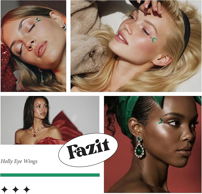 Fazit Makeup Patches - Holly Wings Eye Speckles - Glow Up Make-Up Patches - Cute Glitter Makeup Accessories for Women - Cosmetic Glitter for Face
