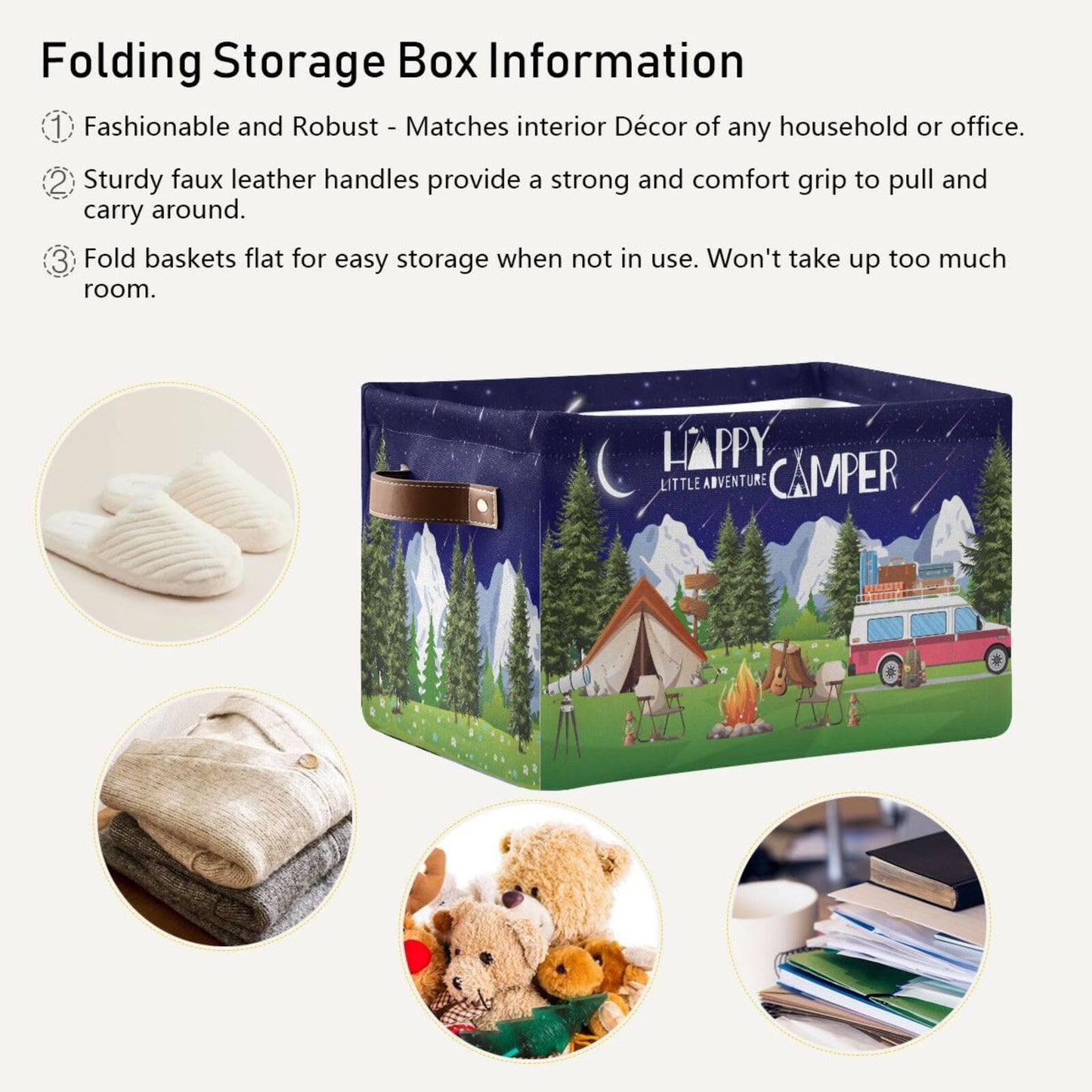 Camping Rectangular Storage Basket Organizer Bin Shelf Food Picnic Moutain Fir Tree Baskets For Clothes Gifts For Home Office Dorm
