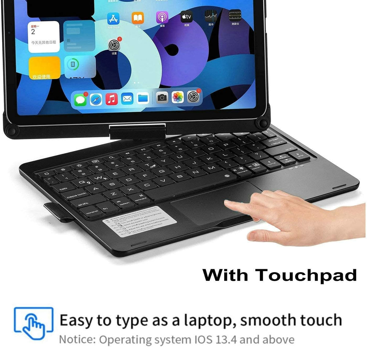 Touchpad Keyboard Case for iPad (A16) 11th Gen 2025/iPad 10th Generation 2022, Backlit Trackpad Keyboard Folio Smart 360° Rotatable Stand Cover with Pencil Holder, Silver