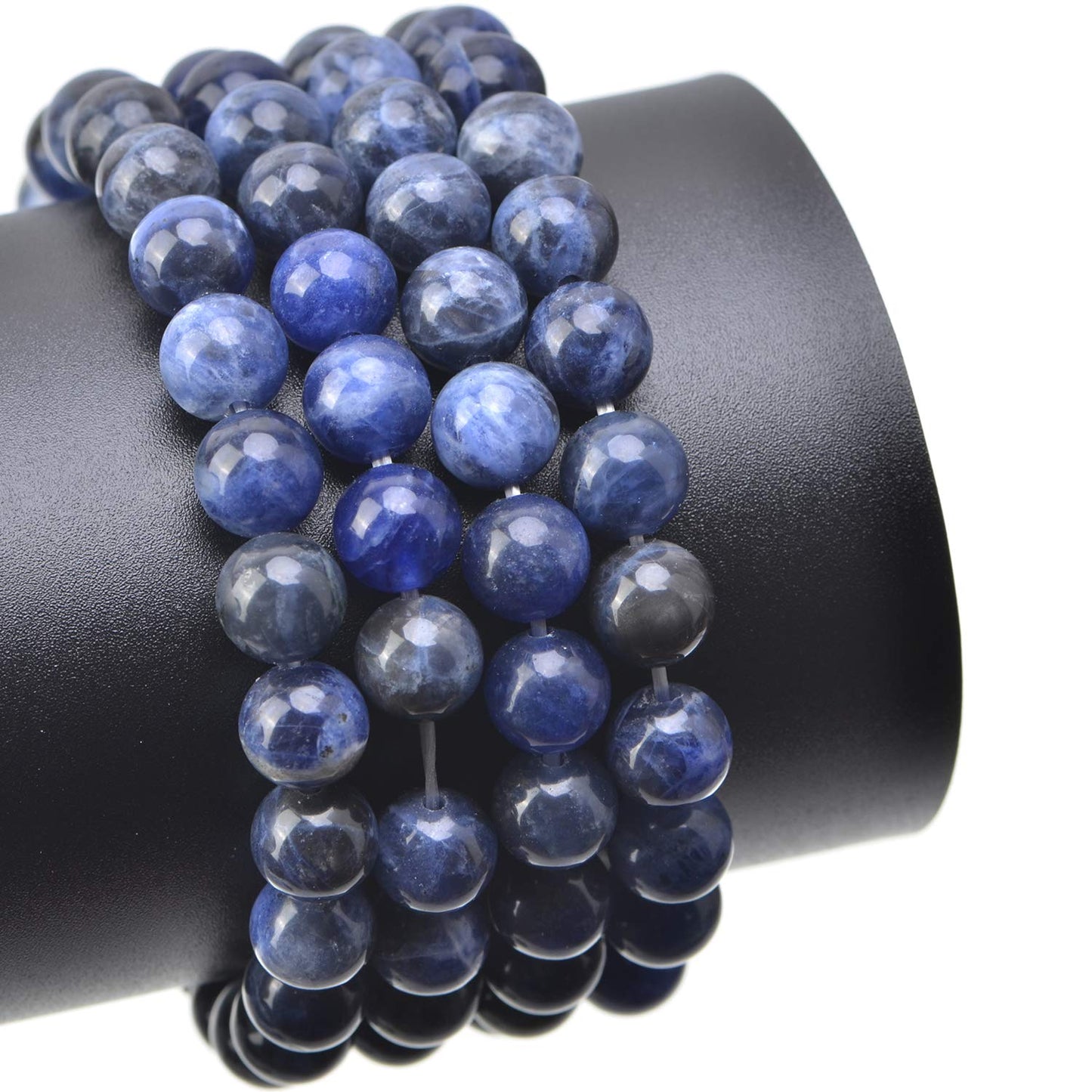 LPBeads 100PCS 8mm Natural Blue Sodalite Beads Gemstone Round Loose Beads for Jewelry Making with Crystal Stretch Cord