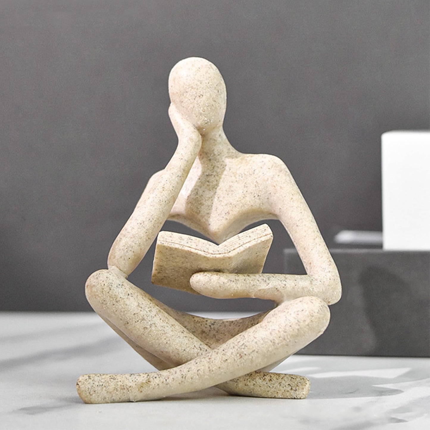 Jinkoozz Reading Women Statue, Thinker Sculptures, Abstract Art Ornament, Modern Aesthetic Figurine Decoration, Suitable for Home Living Room Bedroom Office Shelf Table Desk Bookshelf Decor