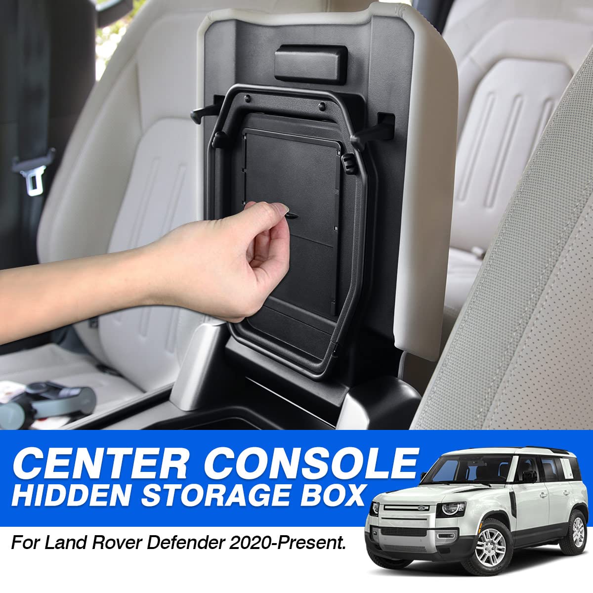 Karltys Center Console Hidden Organizer for Land Rover Defender Accessories Defender 90 110 130 2020-2025 2026 Armrest Hidden Storage Box Compartment