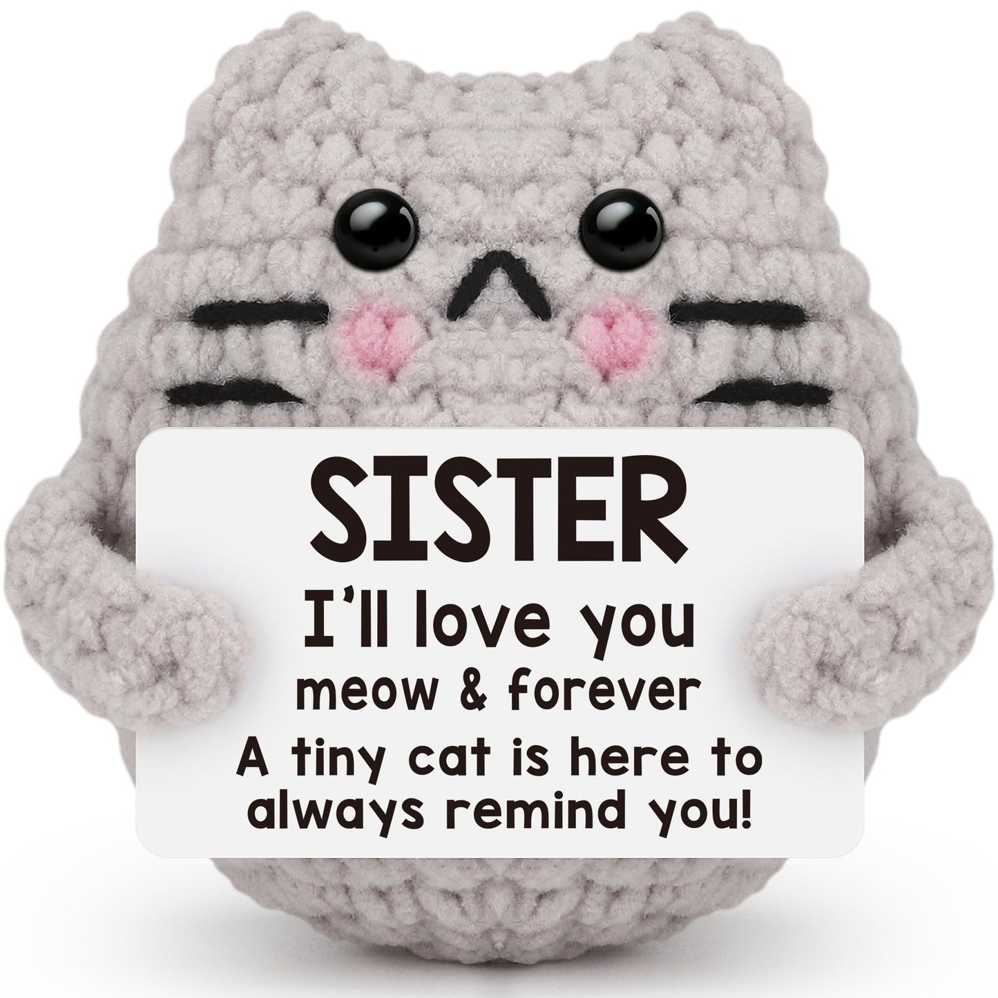 tGifGLonyi Mothers Day Sister Gifts for Sisters Inspirational Love You Birthday Gifts for Sister Bestie Birthday Easter Basket Essentials Handmade Crochet Cat