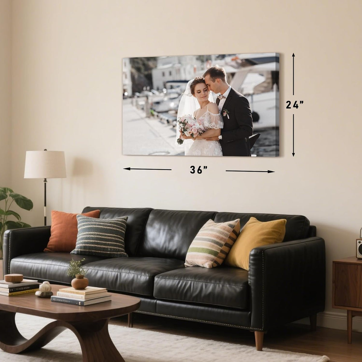 Personalized Custom Canvas Prints with Your Photos & Text, Customized Picture Print, Transform Own Images Into Framed Wall Art Digitally Printed Photo to Canvas, Keepsakes Gifts for Family 24x16’’
