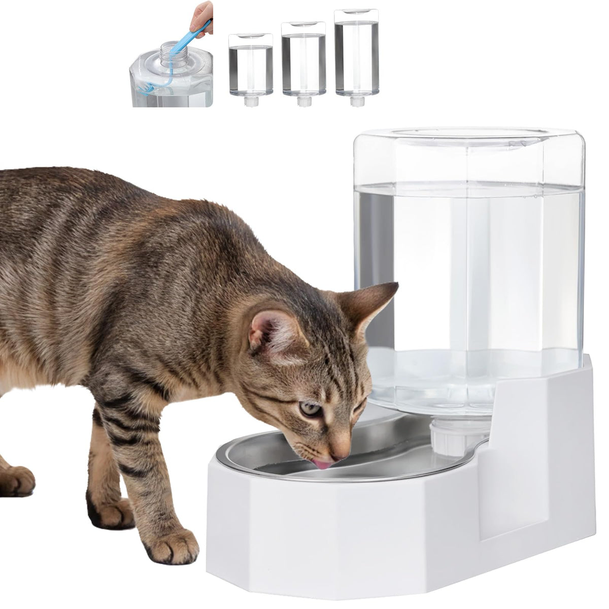 Sfozstra 8L Gravity Dog Water Dispenser:Stainless Steel Bowl