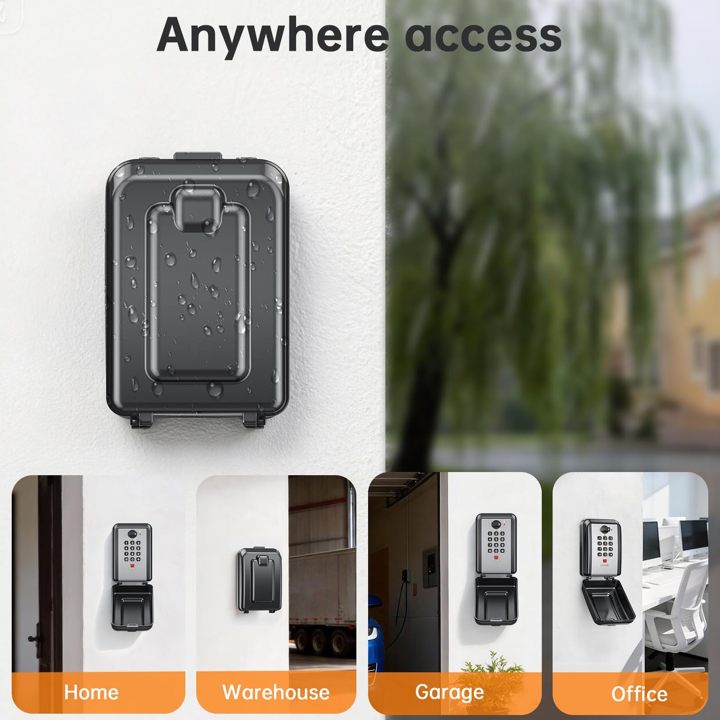 Key Lock Box,Customizable 12-Digit Combination,LockBox for Keys with Resttable Code,Large Capacity & Weatherproof Outside,hide a key Outdoor,Spare Key Wall Safe Storage for Home,Office,Garage