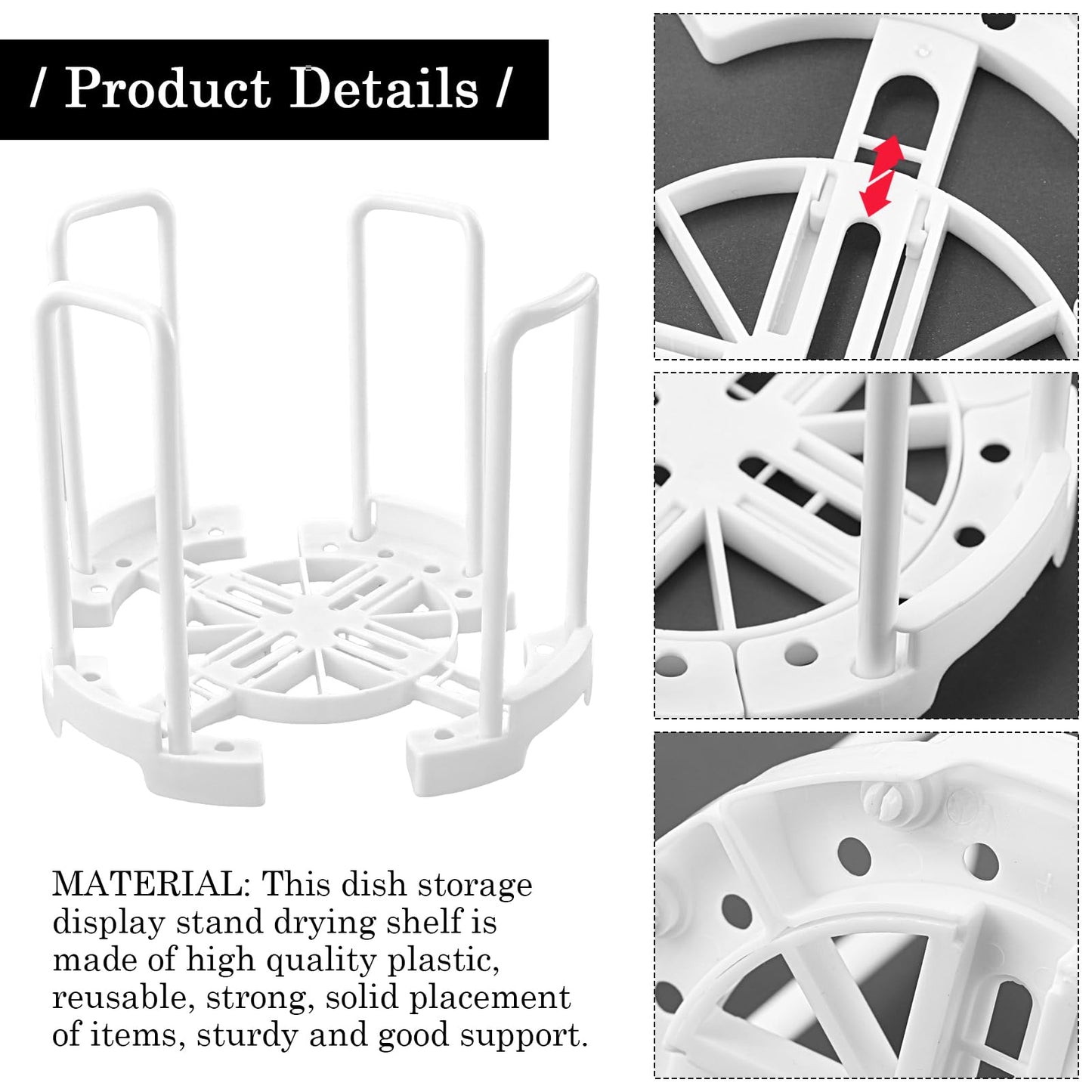ZJIVQO Bowl Rack, Adjustable Plate Holders, Dish Holder, Plate Dish Rack with Handle for Kitchen Bowl Organizer