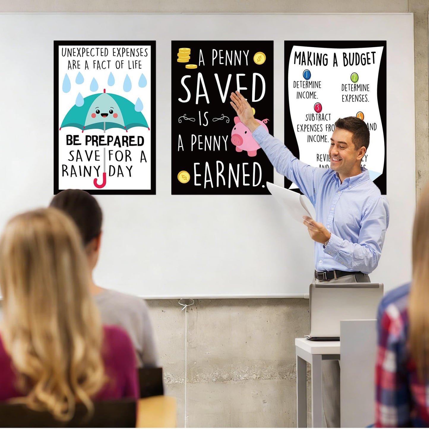 ForraFun 9 Pcs Funny Financial Literacy Poster Set Financial Fundamentals Essentials Pack Educational Poster for Hallways Bulletin Boards Home Study Room Business Studies Class Decoration