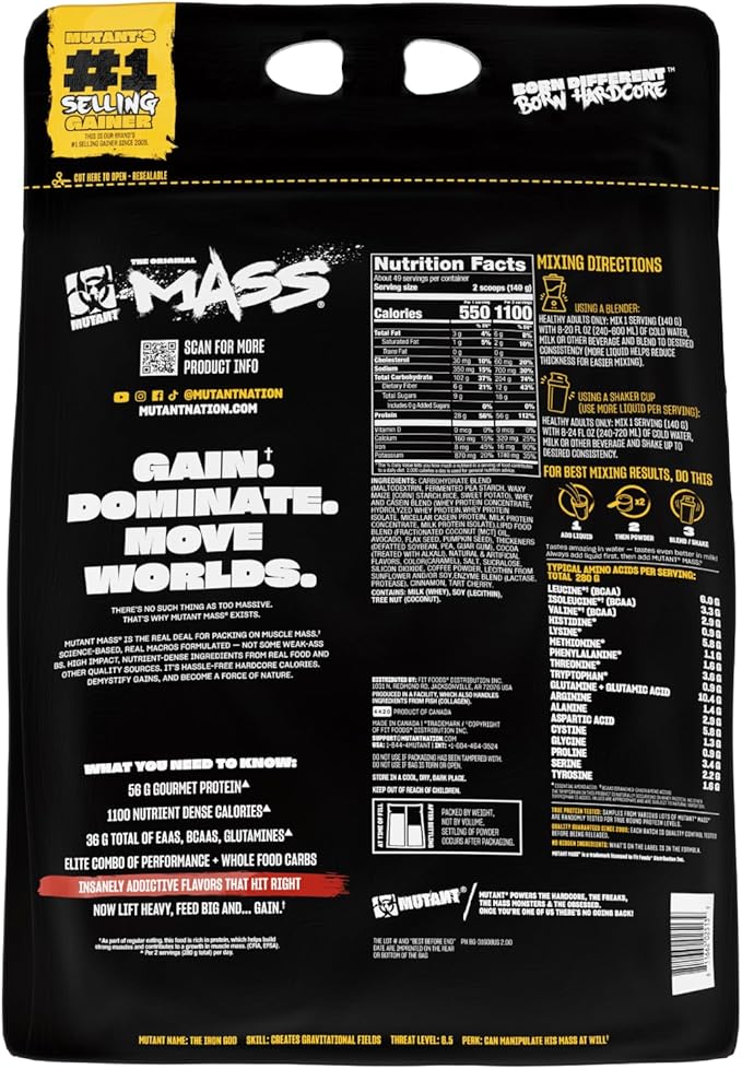 Mutant Mass Weight Gainer Protein Powder – Build Muscle Size and Strength with 1100 Calories (Chocolate Fudge Brownie, 15 Pound (Pack of 1))