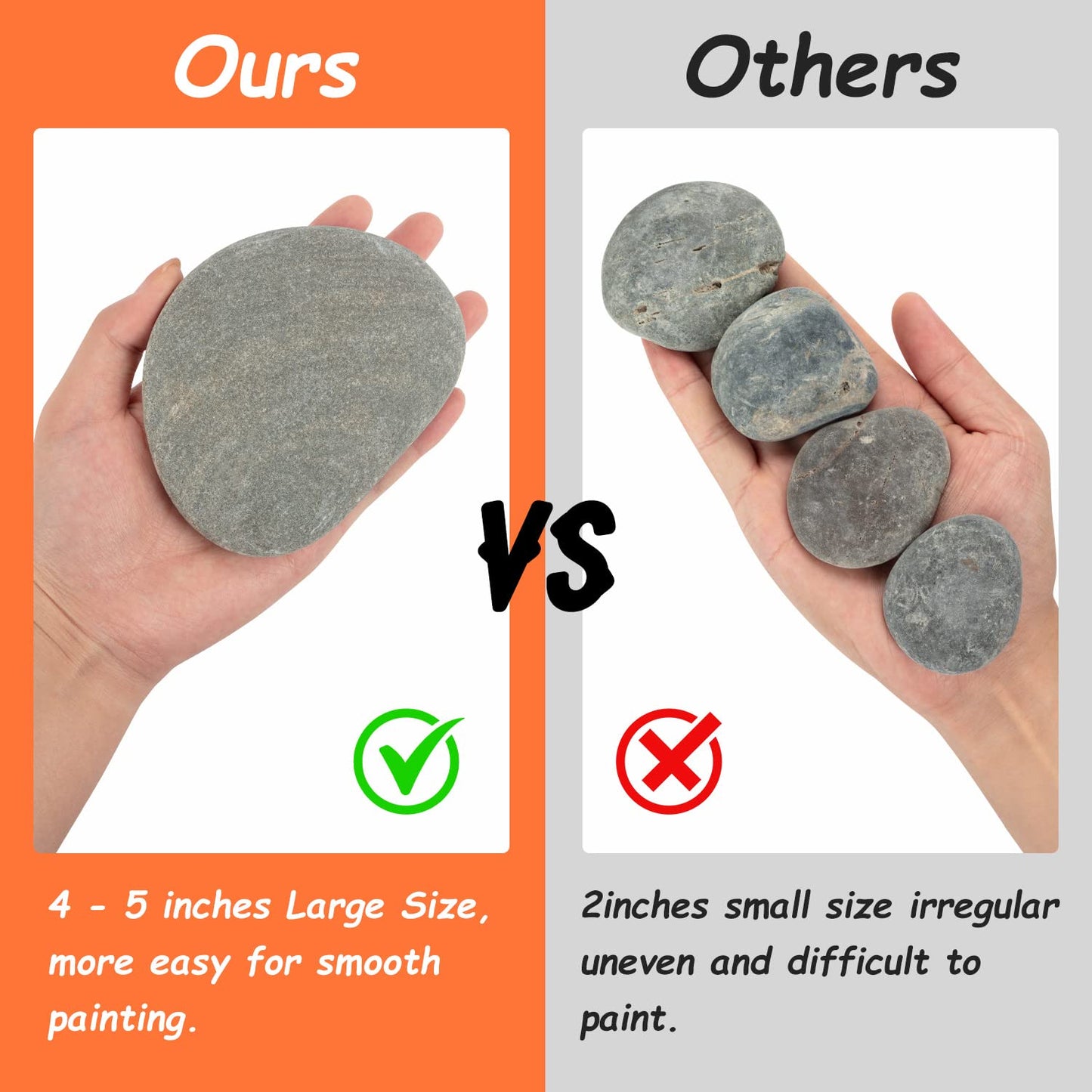 12PCS Large Rocks for Painting, River Rock Painting Stones Smooth Flat Rocks with 12PCS Paint Brushes for Paintings, Natural Rock to Paint for Arts DIY Crafts (3.5-4.8inch)