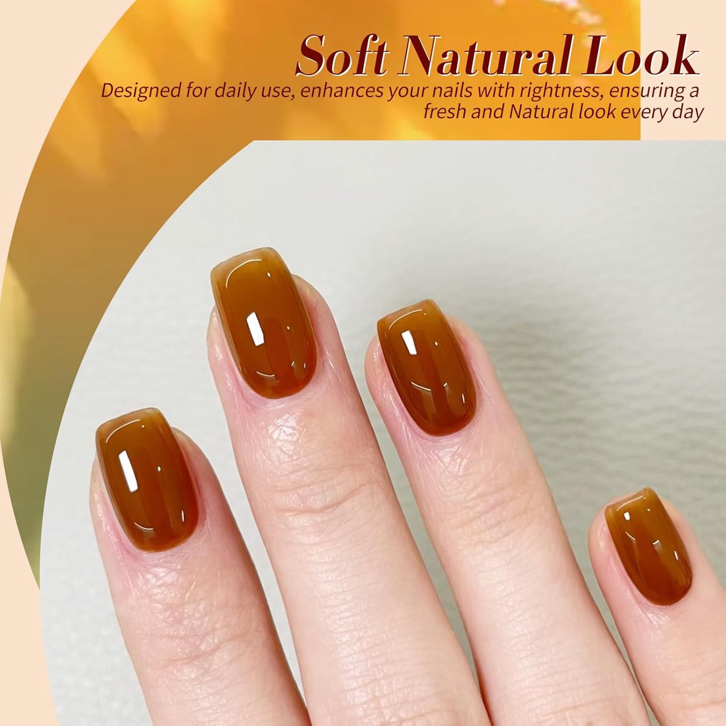 Born Pretty Jelly Gel Nail Polish Fall Winter Amber Crystal Transparent Sheer Clear Gel Polish Red Coral Burnt Orange Green Blue Amber Brown 6 Colors Manicure Kit