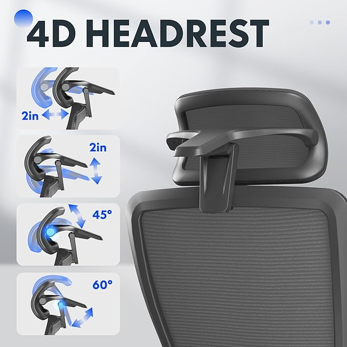 FLEXISPOT OC3 Cloud Ergonomic Office Chair with Footrest, High Back Computer Chair with Adjustable Lumbar Support/3D Headrest, Desk Chairs for Home Office Gaming Working, Black,Foam Seat,Cloud-F