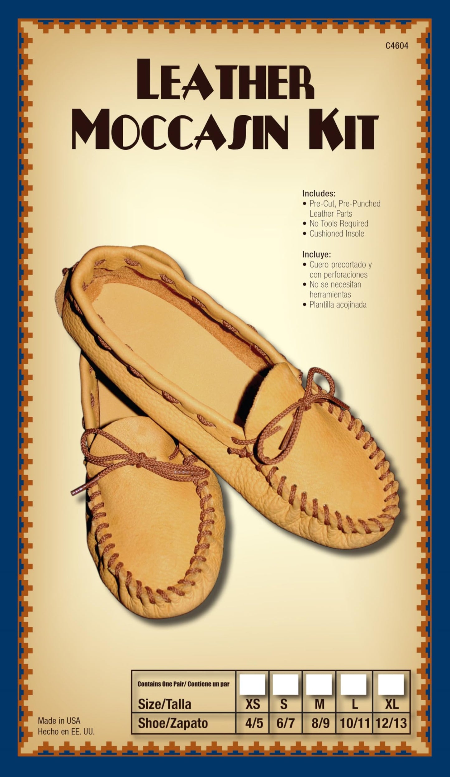 Realeather Adult Moccasin Leathercraft Kit, 10-11, Golden Tan