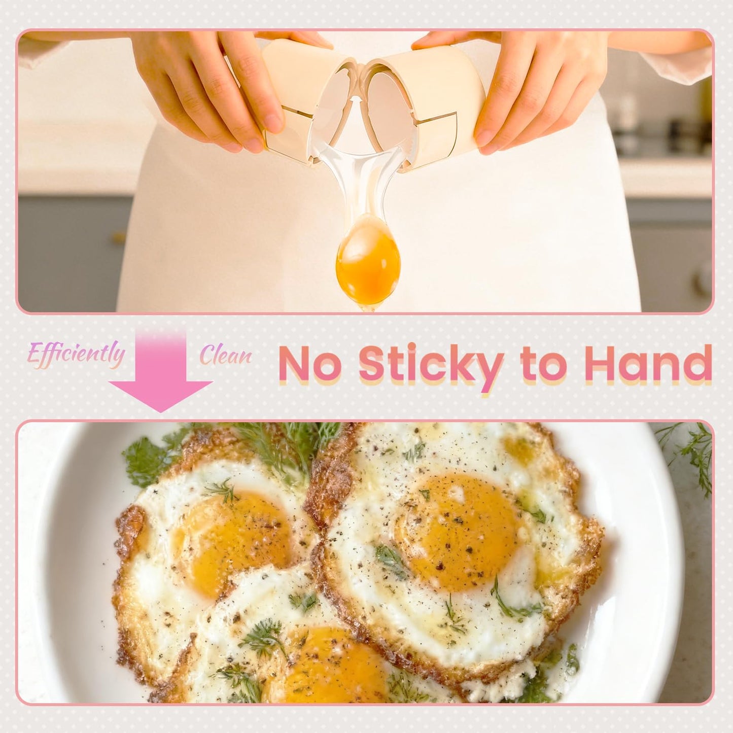 2 in 1 Egg Shell Opener, Hard Boiled Egg Peeler, Cute Egg Cracker with Piercer for Raw Eggs, Egg Separator for Home Kitchen Gadgets Tool (Beige）