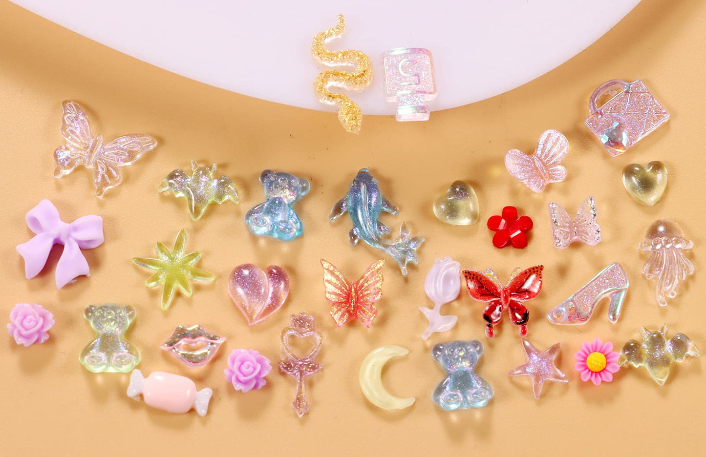 TAMHOO Pack of 250pcs Cute & Sweet 3D Nail Charms for Acrylic Nails, Perfect for Nail Art Decorations & DIY Accessories(Style H)