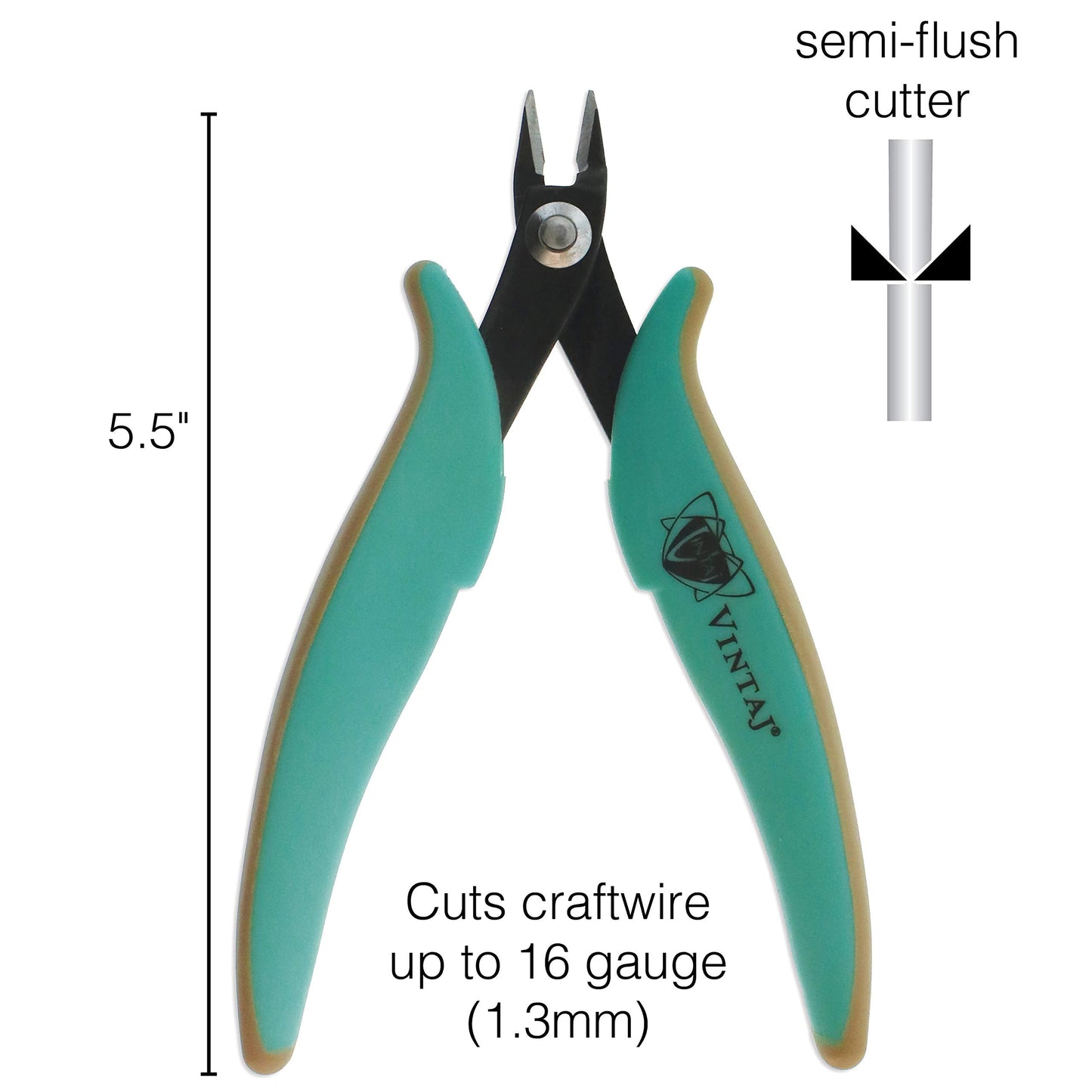 The Beadsmith Vintaj Semi-Flush Cutter – 5-Inches (127mm), Ergonomic Handle – Make Clean, Flush & Precise Cuts – Jewelry Making Tool for Creating Earrings, Bracelets & Necklaces